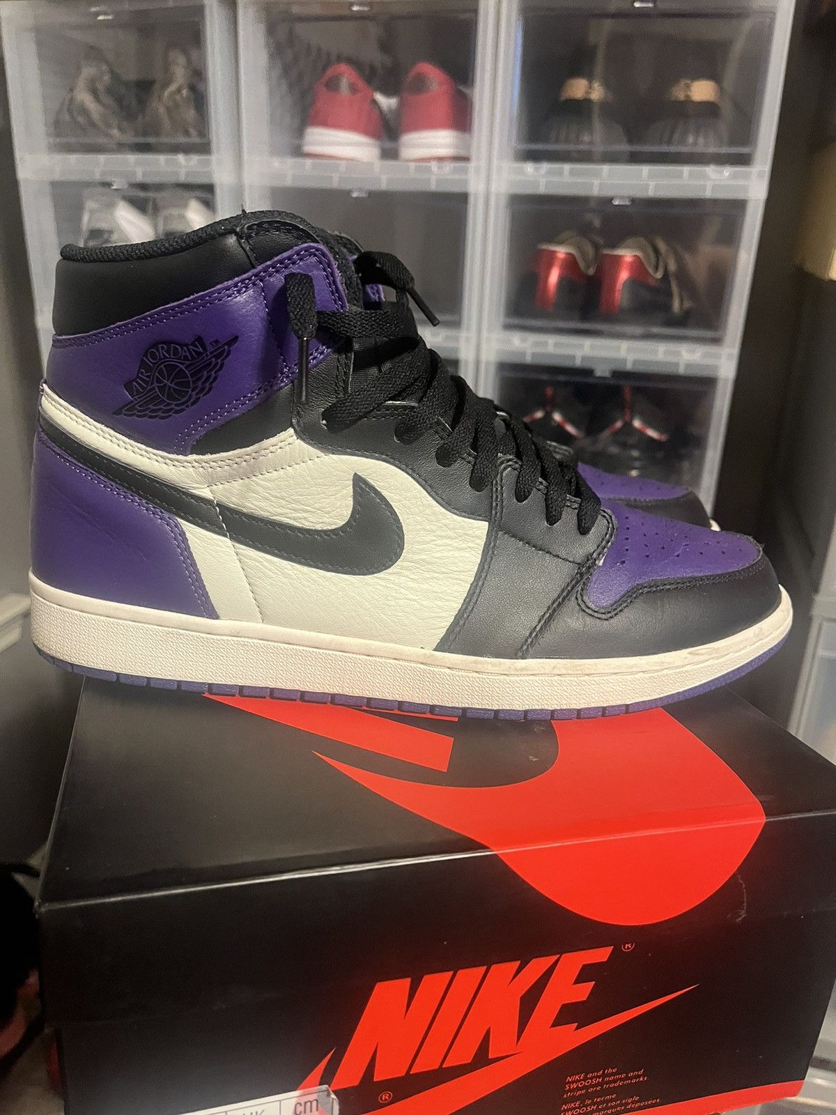 image of Jordan Nike Jordan Retro 1 OG Court Purple Shoes, Men's (Size 12)