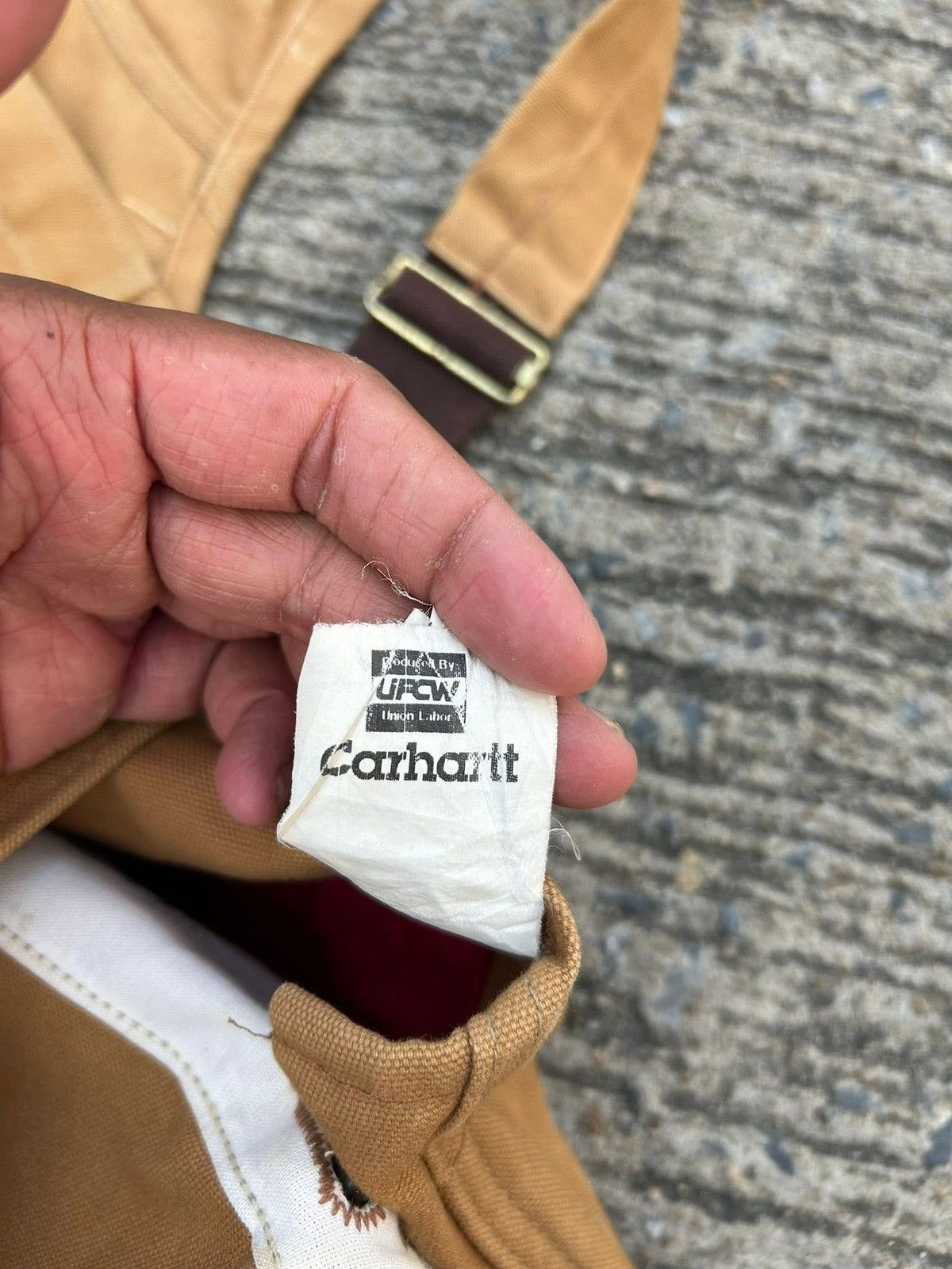 Carhartt Vintage 90s Carhartt Tan Distressed Double Knee Overall48x30 Size US 44 / EU 60 - 7 Thumbnail