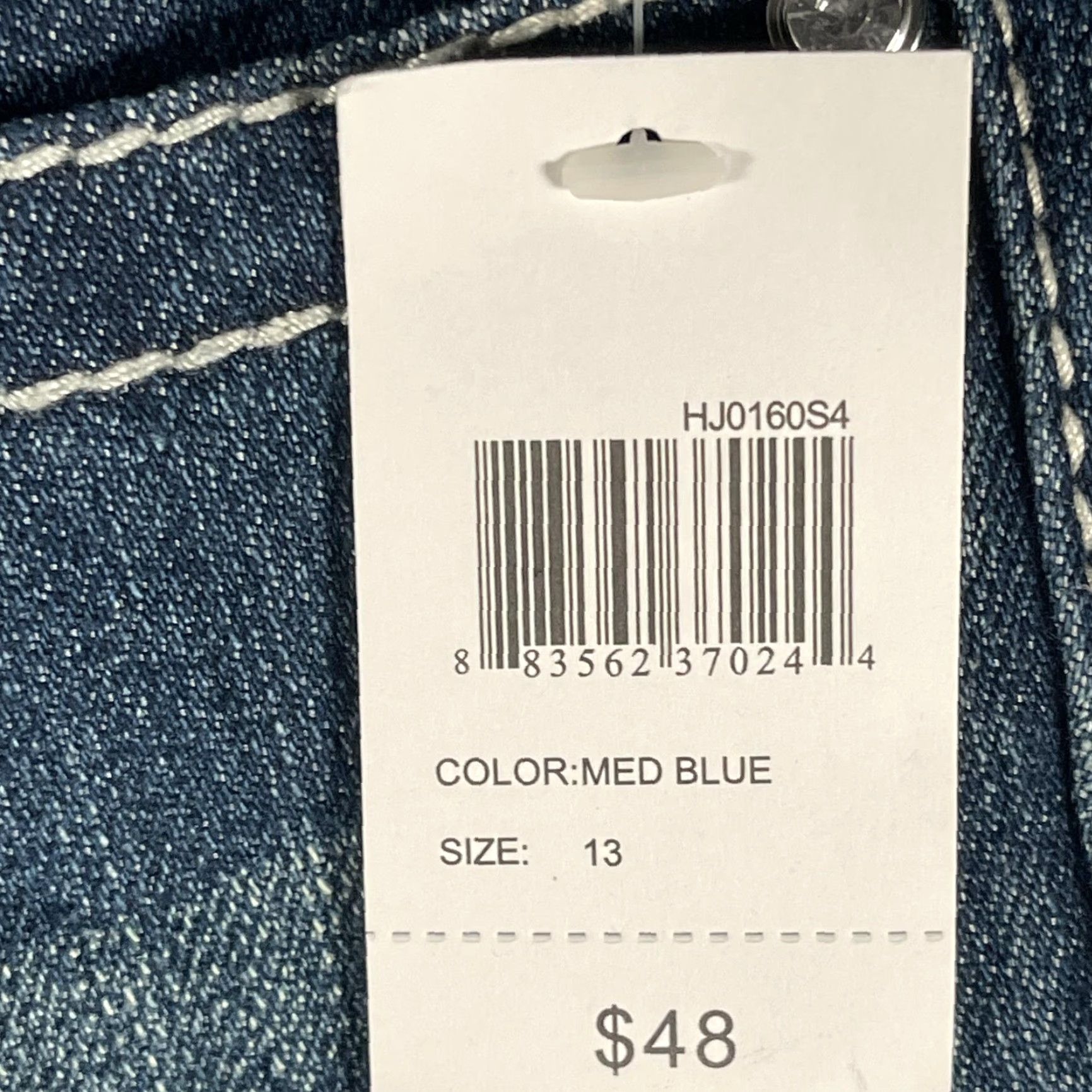 Vintage Soundgirl Jeans Womens 13 Medium Blue Skinny Bootcut Embroidered Rhinestone Embellished Stretch Distressed Pockets Zip Fly Jeans Size 34" / US 12 / IT 48 - 7 Thumbnail