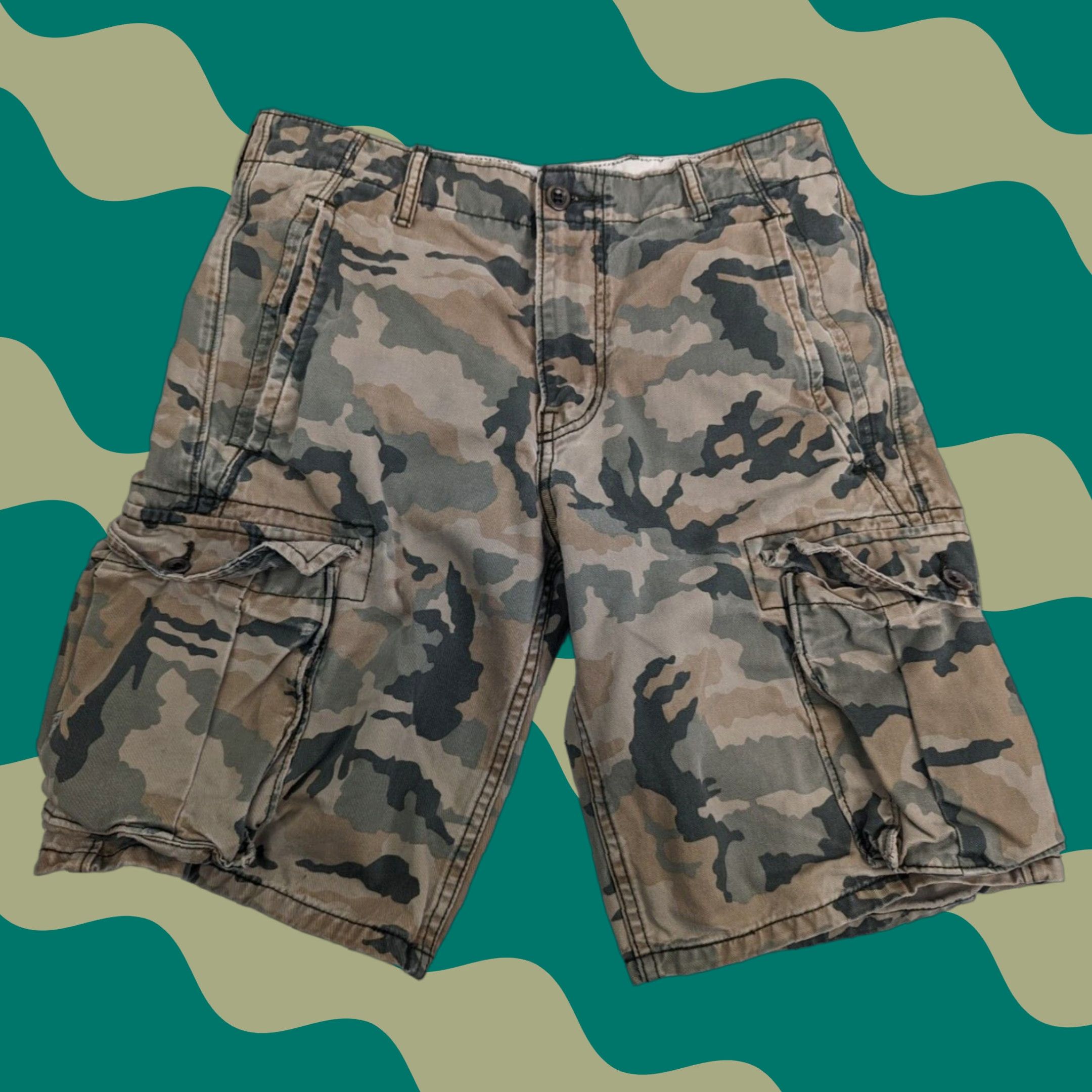 Levi's Levi's Ace Cargo Shorts Camouflage Cotton Men 29 Flat Front Pockets Belt Loops Cargo Pocket Vintage No Size US 29 - 1 Thumbnail