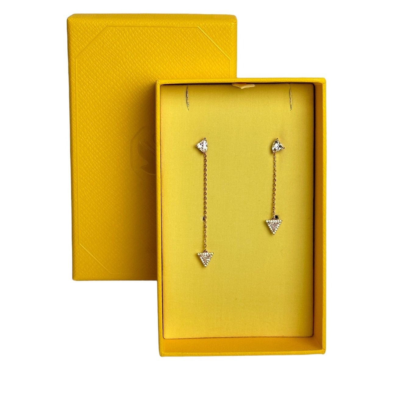 Swarovski Rose Gold Triangle Crystals Ortyx Drop Earrings