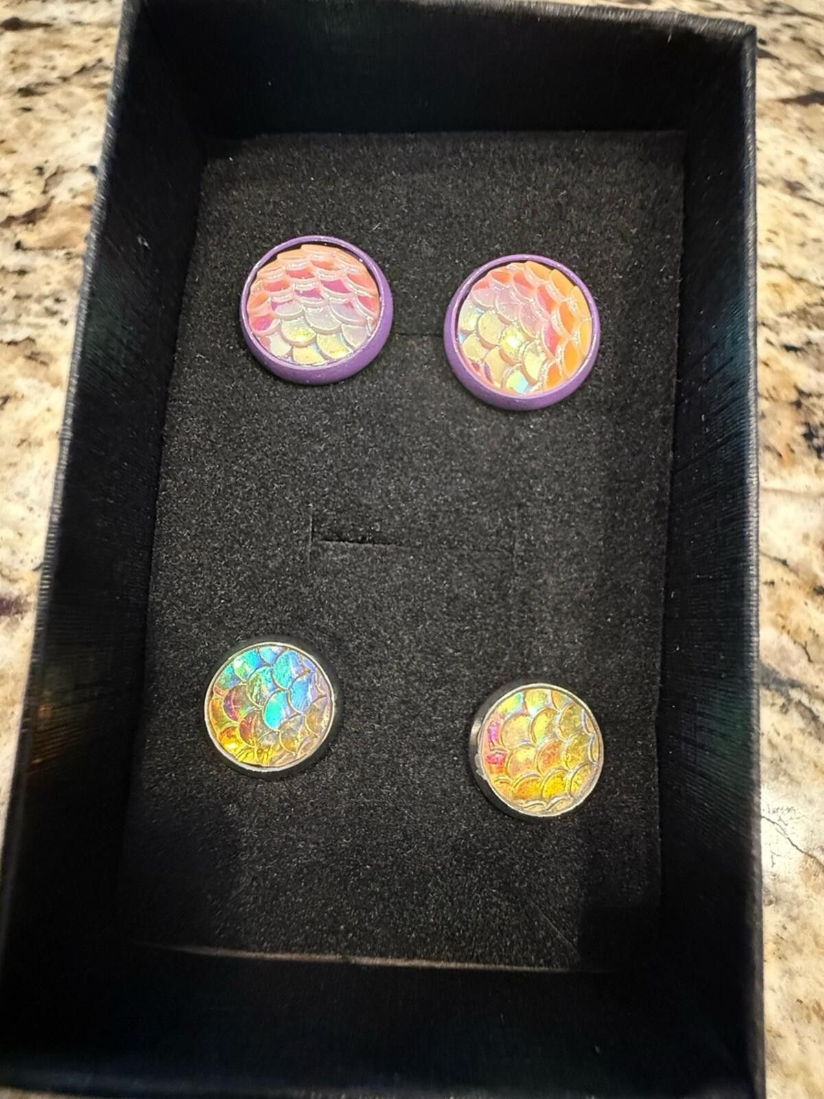 Other Mermaid scales colorful druzy post earring set of two pairs Size ONE SIZE - 1 Thumbnail