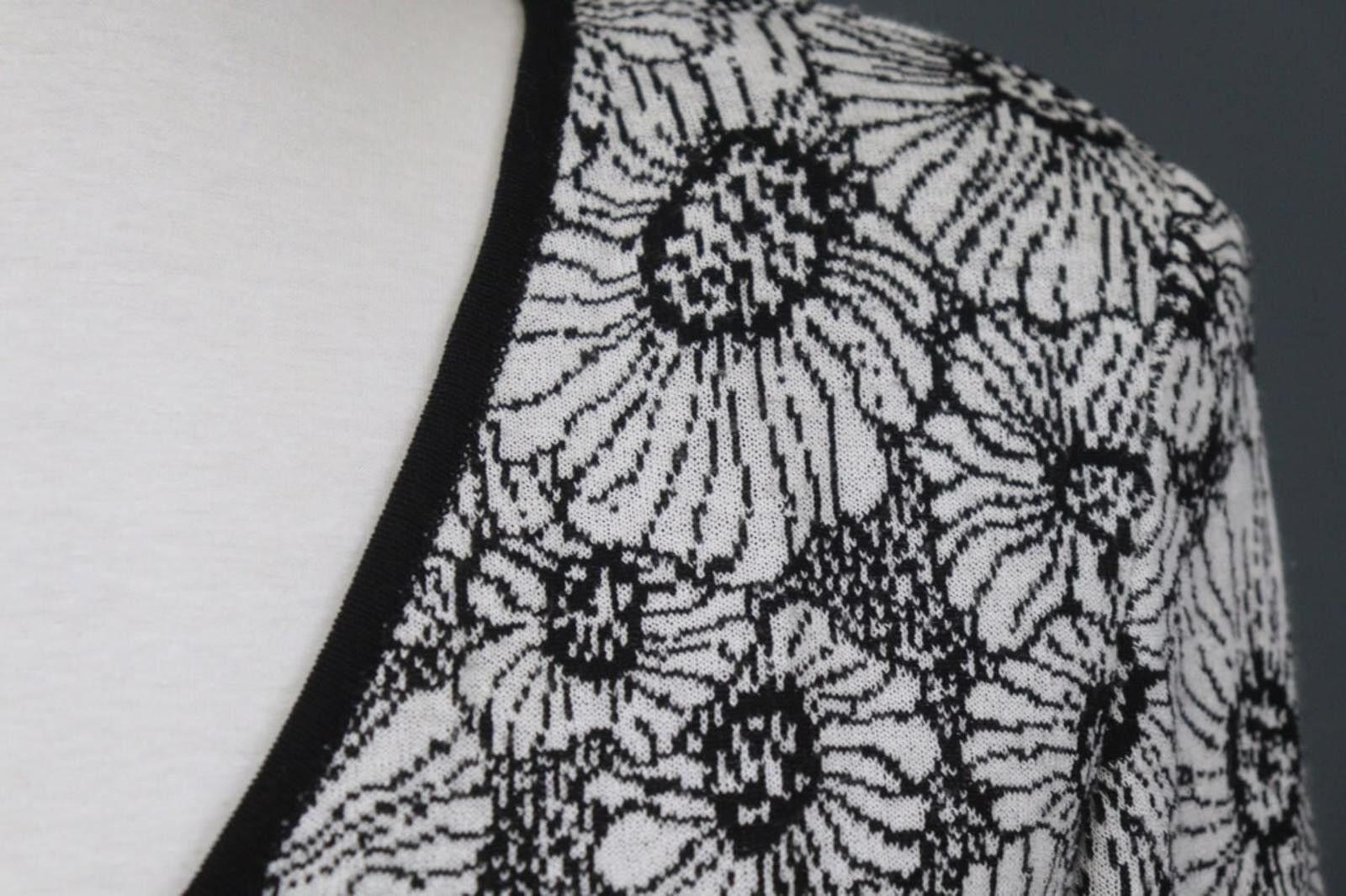Designer Stizzoli Black White Floral Viscose Knitted Cardigan Size 42 Size M / US 6-8 / IT 42-44 - 6 Thumbnail