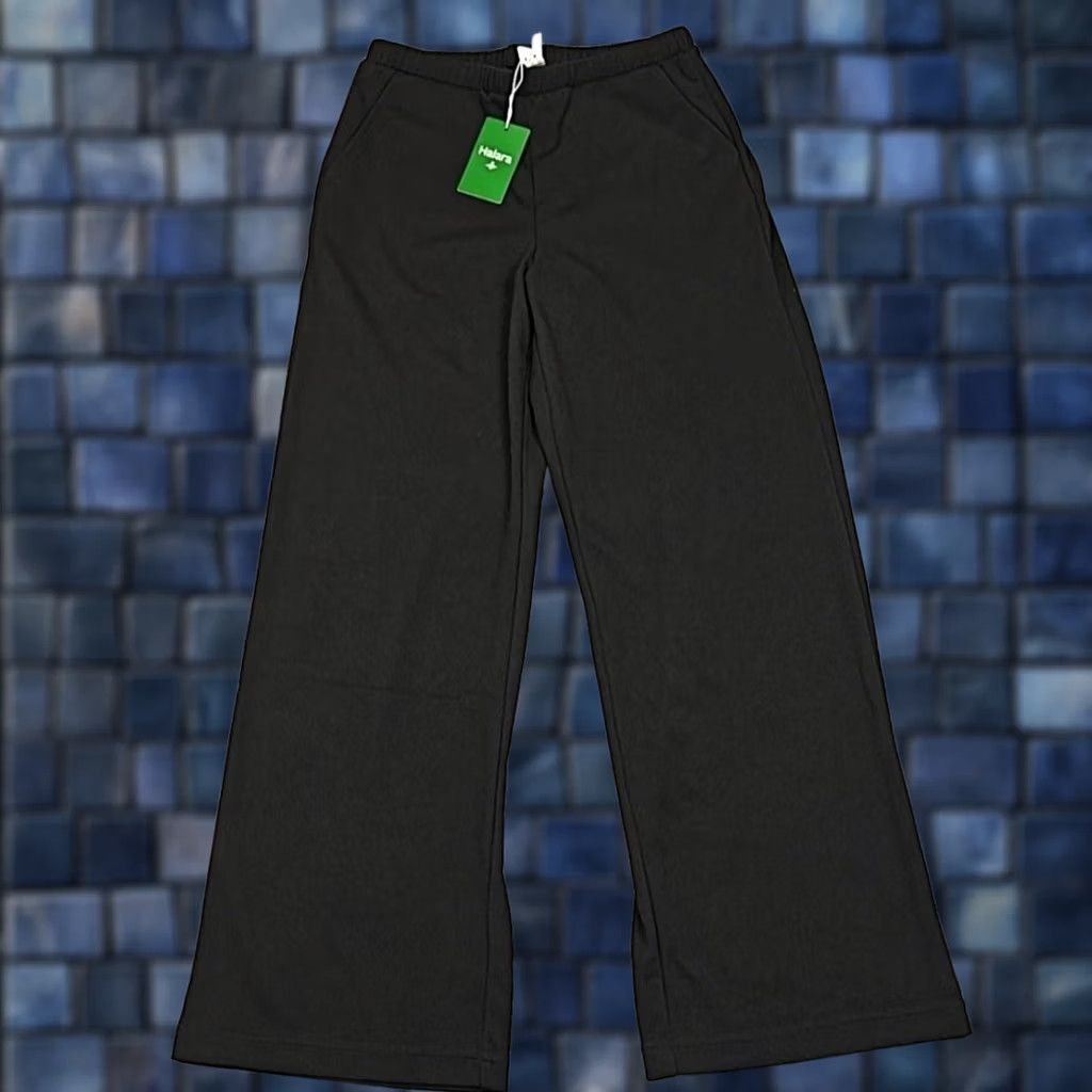 Vintage Halara Pants Womens Small Black Wide-Leg Sweatpants Drawstring Waist Pockets New Size 28" / US 6 / IT 42 - 1 Thumbnail