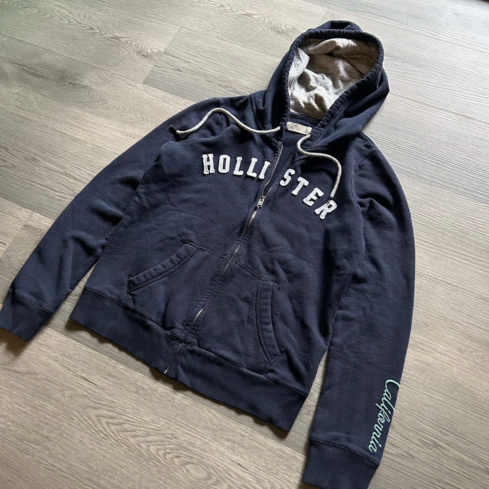 Hollister Vtg y2k Hollister California Full Zip Applique Logo Hoodie Size L / US 10 / IT 46 - 4 Thumbnail