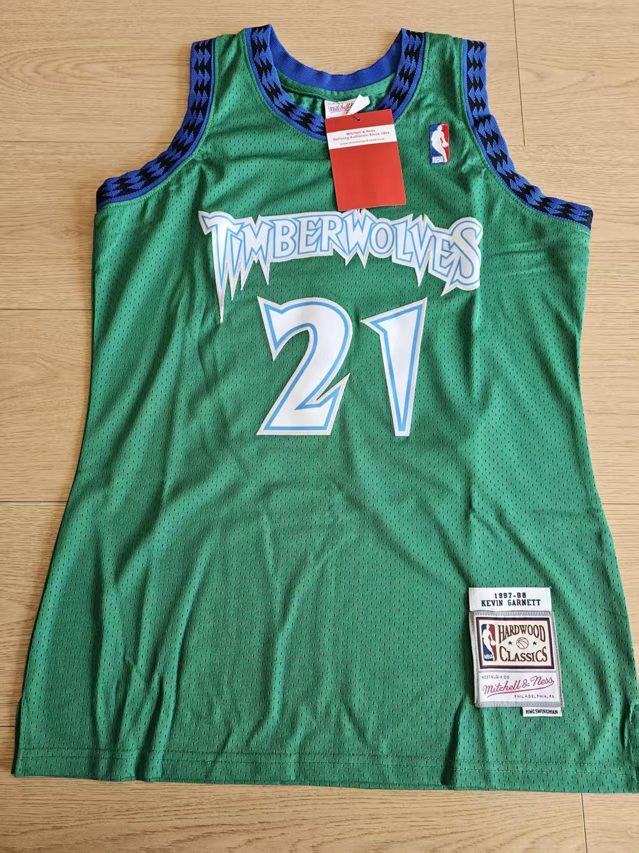 NBA 1997 1998 Minnesota Timberwolves #21 Kevin Garnett Jersey Size US XL / EU 56 / 4 - 1 Thumbnail