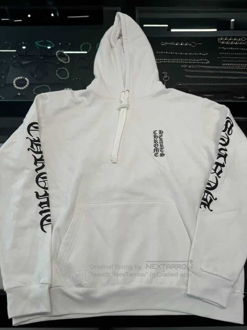 CHROME HEARTS Size L White arm letter printed hoodie