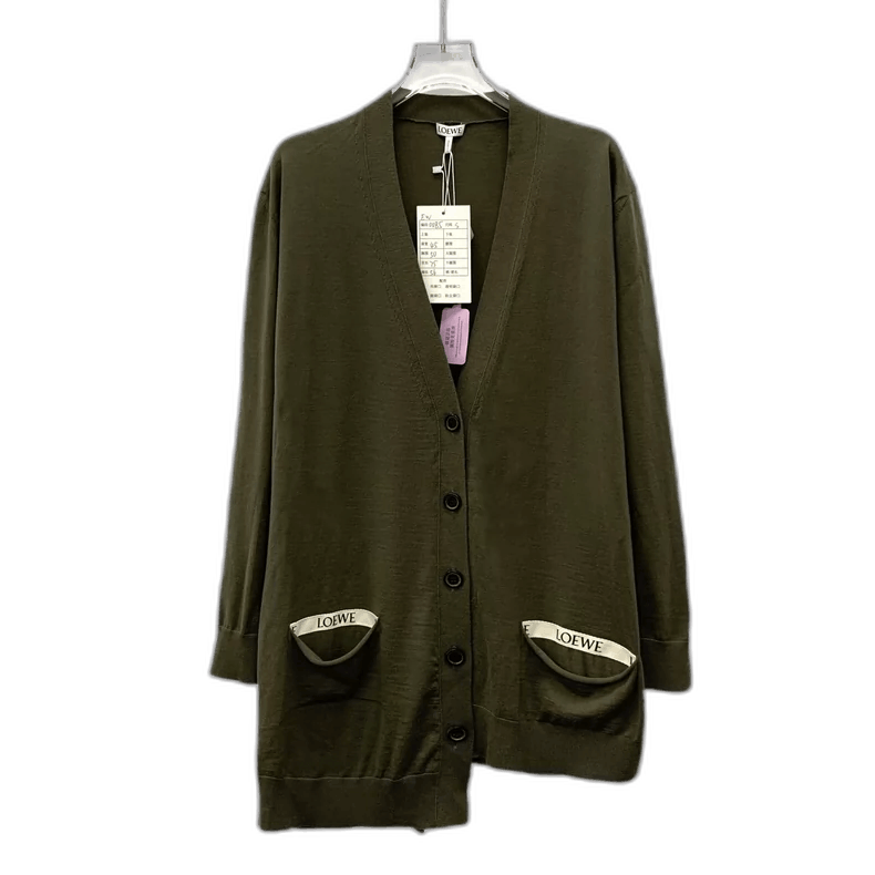 Loewe Loewe Green Wool V-Neck Long Cardigan Sweater Size S / US 4 / IT 40 - 1 Thumbnail