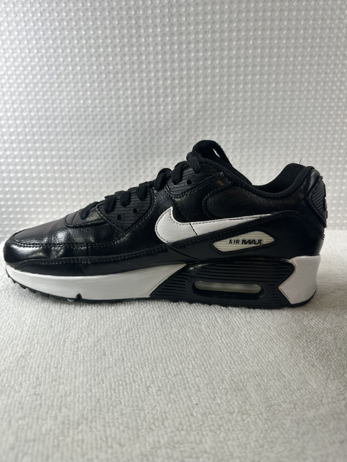 Nike Nike Air Max 90 Leather Black White Sneakers Athletic Shoes Size US 7.5 / IT 37.5 - 4 Thumbnail