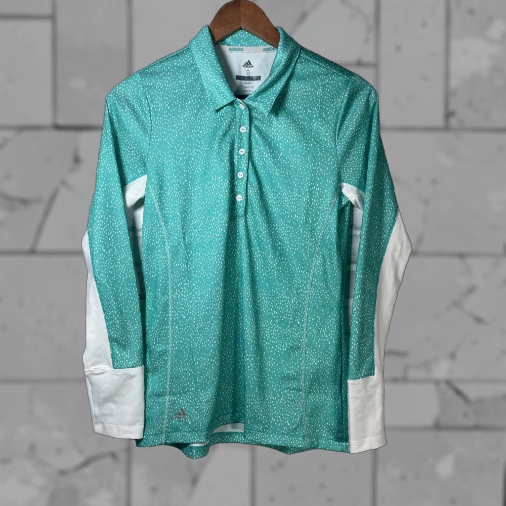 Adidas ADIDAS Climacool Golf Polo Long Sleeve Quarter Button Activewear Womens Small Teal Size S / US 4 / IT 40 - 1 Thumbnail