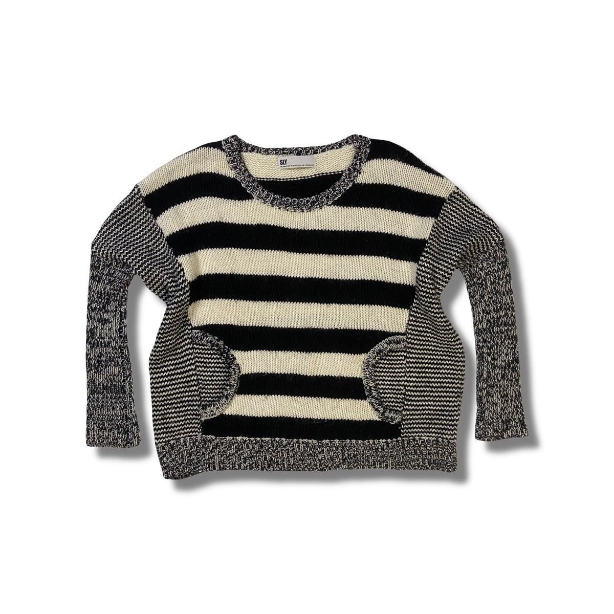 SLY SLY Japanese Designer Striped Knit Sweater Grunge Avant Vibe Size US XXL / EU 58 / 5 - 1 Thumbnail