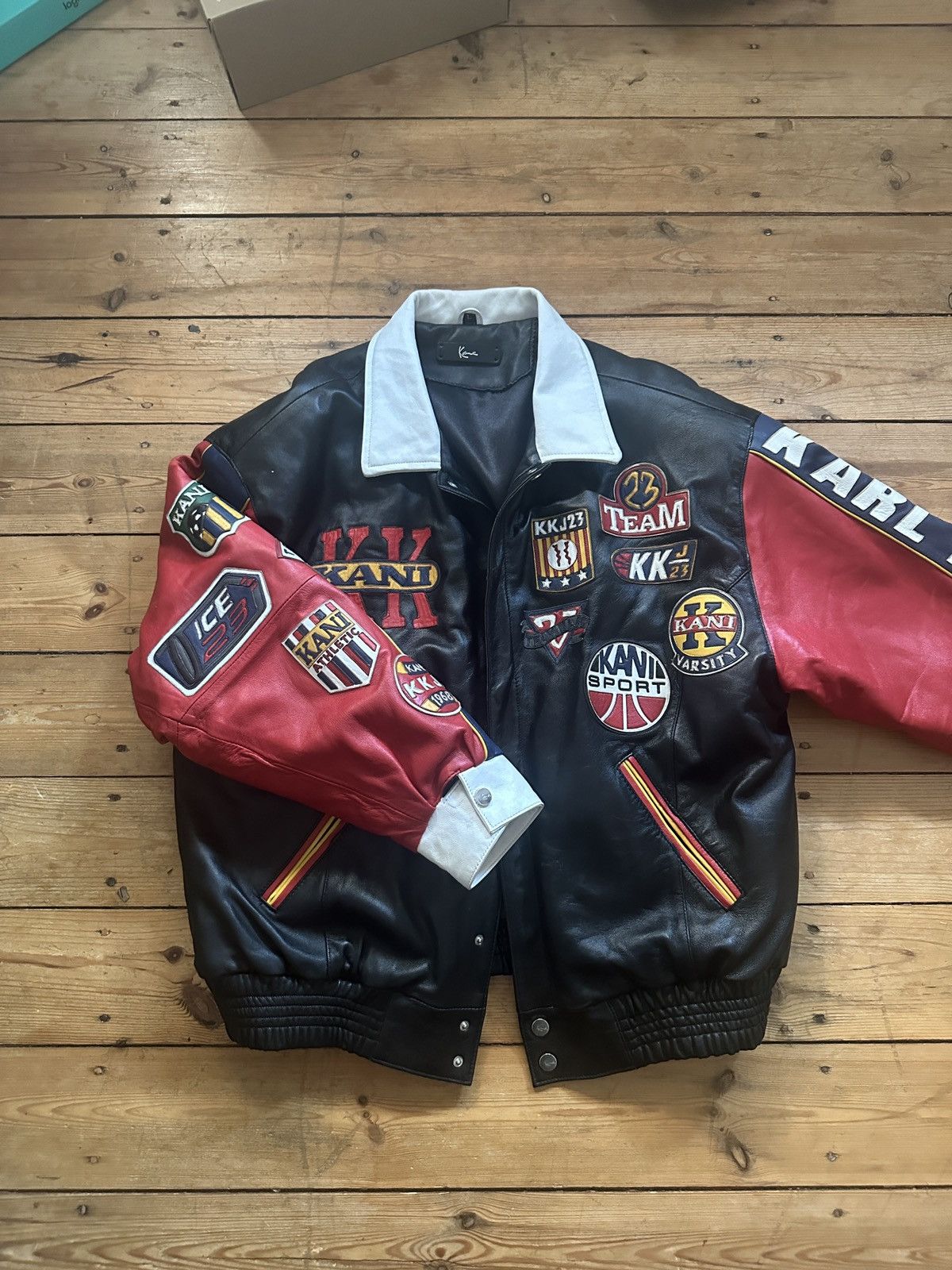 Vintage 1995 Karl Kani Sport 'Racing Logos' Leather Jacket