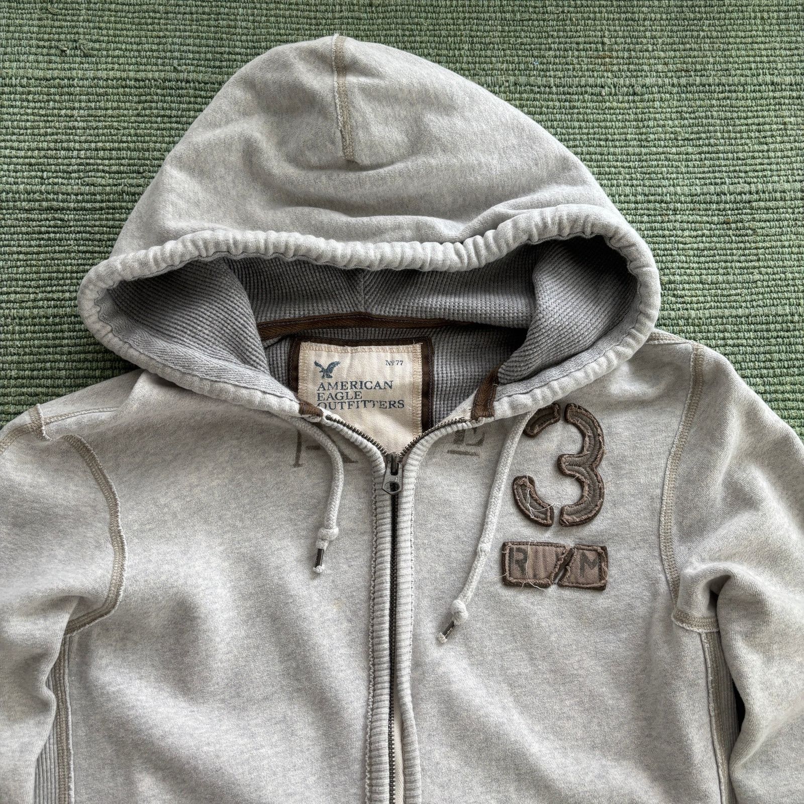 American Eagle Outfitters Y2K American Eagle Zip Up Cotton Waffle Lined Hoodie Sz S Size S / US 4 / IT 40 - 2 Thumbnail