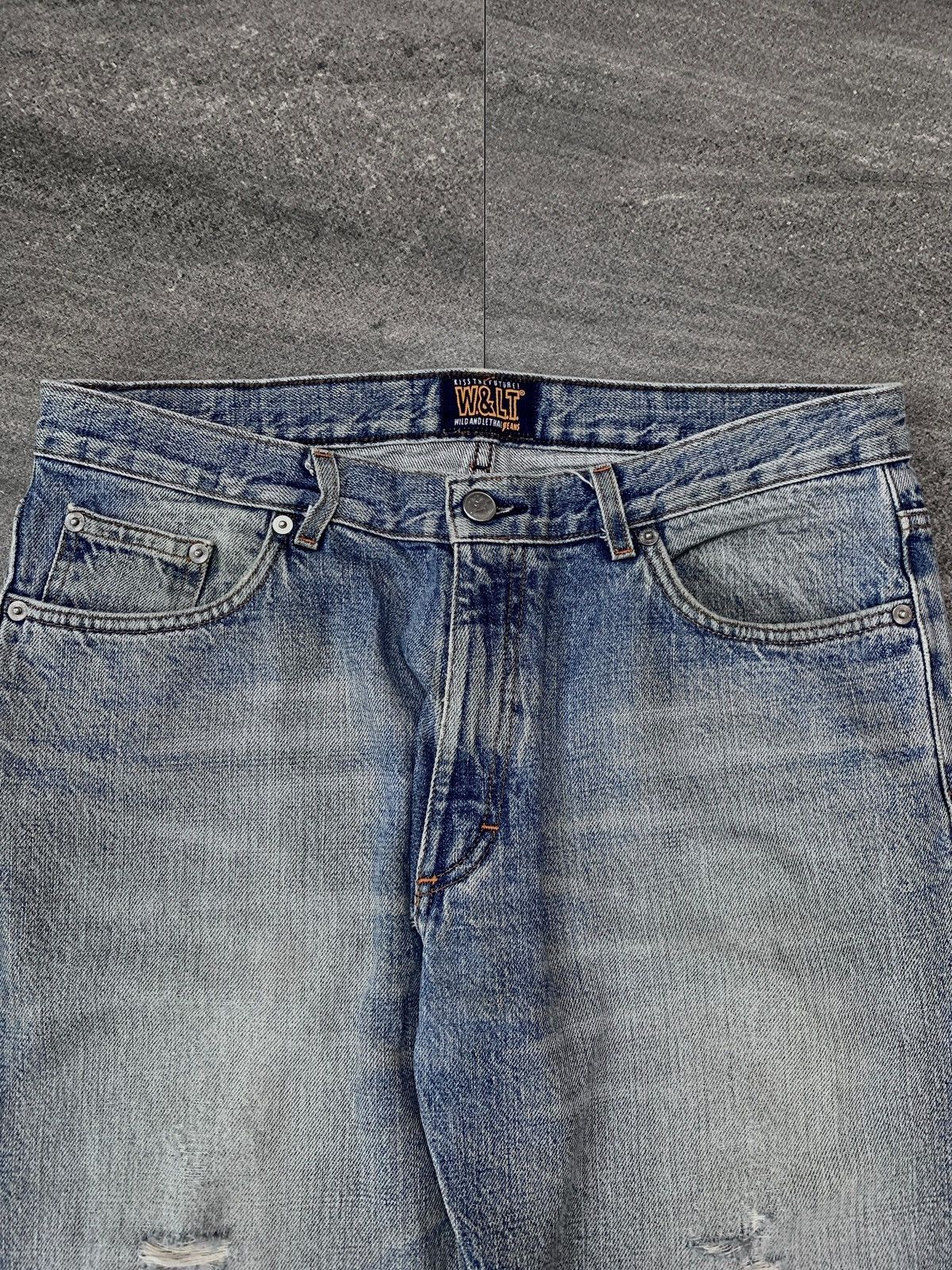 W&LT Distressed Baggy Denim Jeans Size US 33 - 3 Thumbnail