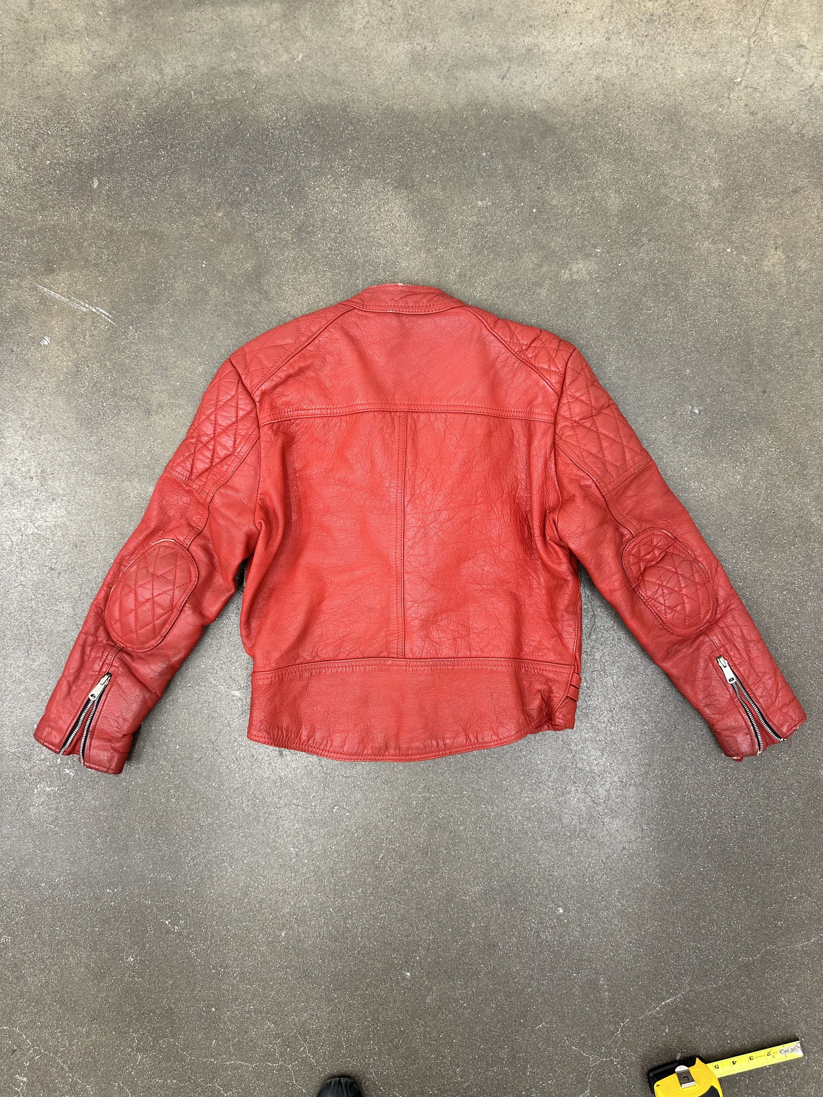 Vintage 80's Made in UK Waddington Red Leather Biker Jacket