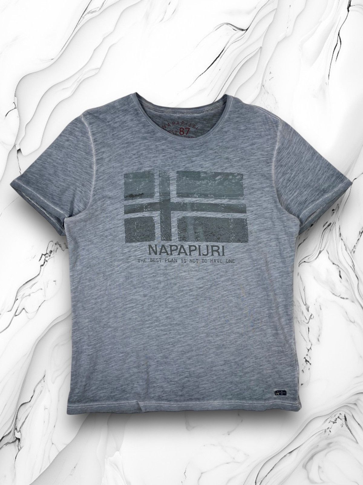 Napapijri Napapijri Big Logo Gorpcore Outdoor Washed Blue T Shirt Size US XL / EU 56 / 4 - 1 Thumbnail