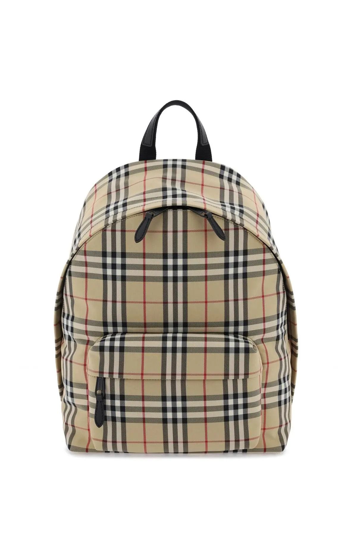 image of Burberry O1S22I1N1223 Check Backpack In Beige Black Red, Men's