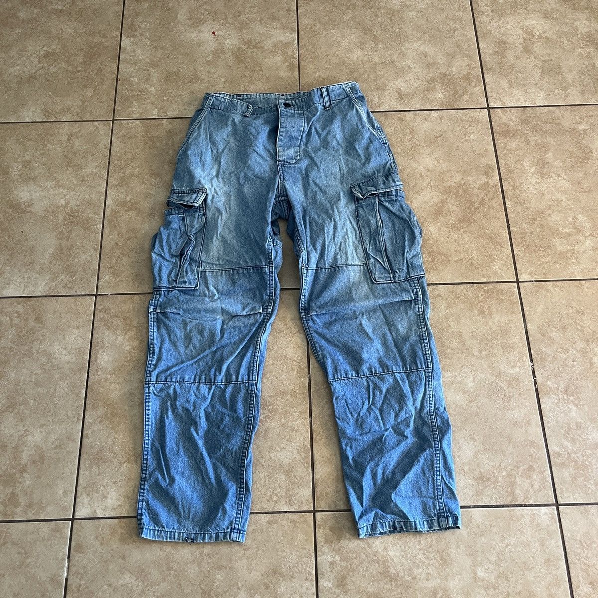 Vintage Baggy Denim Tactical Cargo Pants Size US 35 - 1 Thumbnail