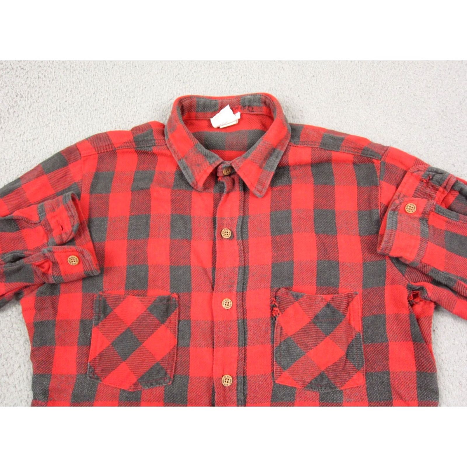 JCPenney VINTAGE JC Penney Shirt Mens Large Red Plaid Flannel 60s 70s USA Size US L / EU 52-54 / 3 - 2 Thumbnail