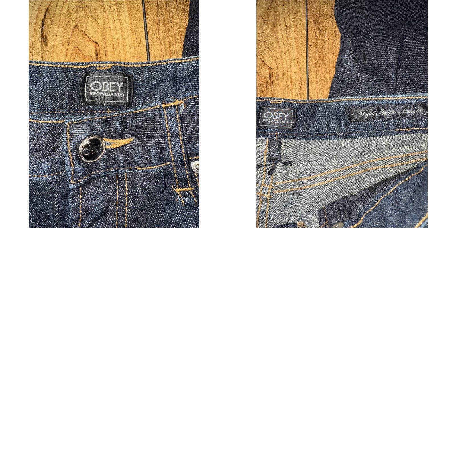 Obey VINTAGE OBEY Jeans Straight Slim Dark Wash 30x33 Mens Denim Stretch Skater Y2K Streetwear Size US 30 / EU 46 - 8 Thumbnail