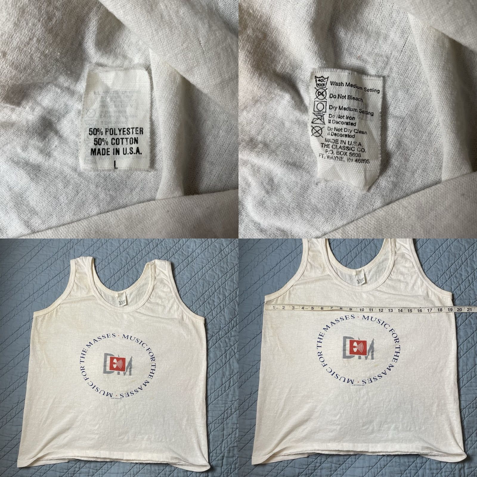 Vintage VINTAGE Depeche Mode Music For The Masses Concert Tour Tank Top 1987-88 Sz L Shirt Unisex Adults White 80s Band Tour Conf﻿erence Size US L / EU 52-54 / 3 - 8 Thumbnail