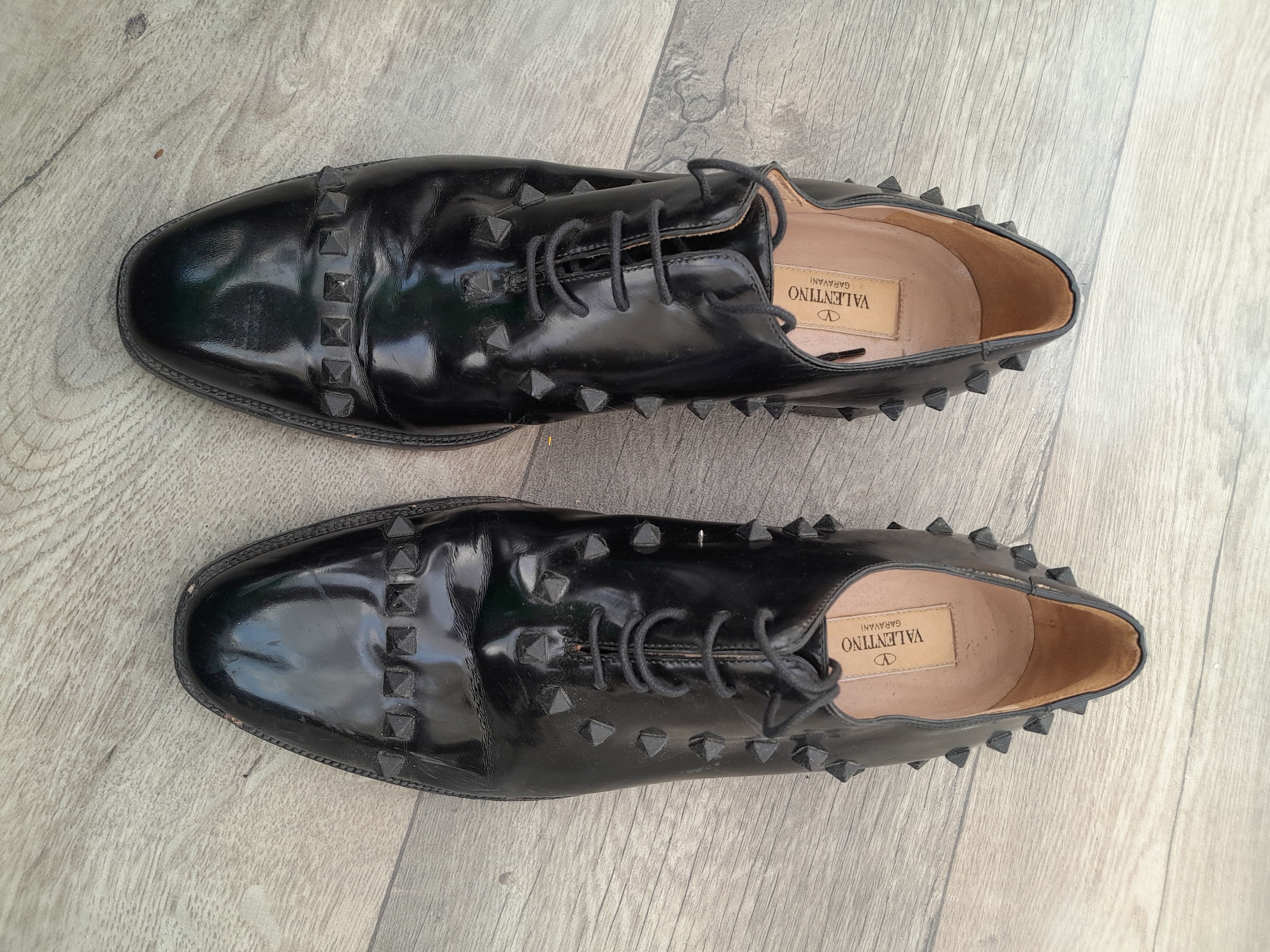 Valentino Valentino Garavani Black Leather Rockstud Lace Up Oxfords Size US 9.5 / IT 39.5 - 1 Thumbnail