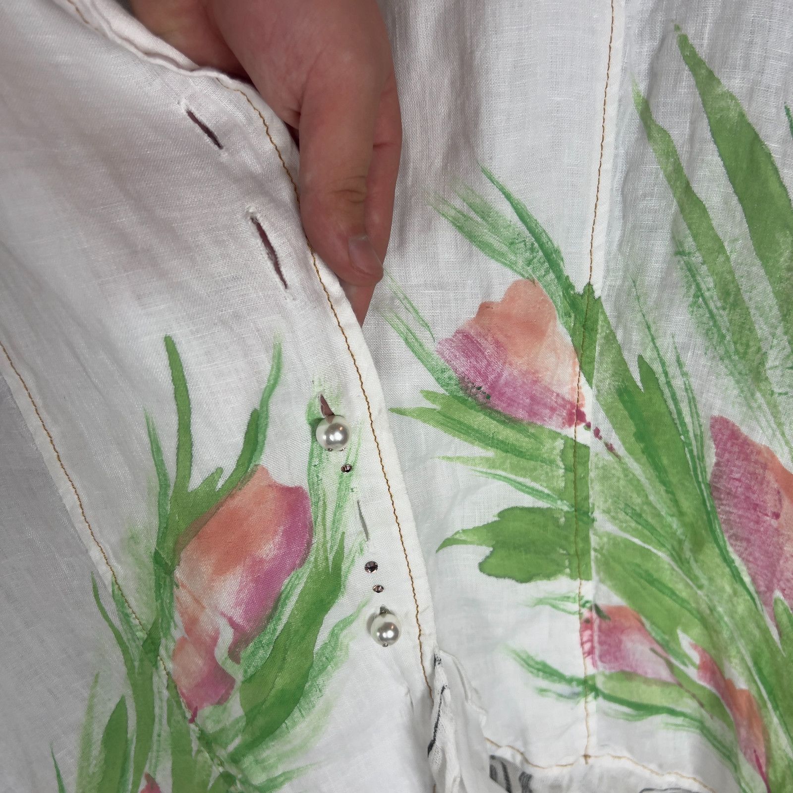 Elisa Cavaletti Elisa Cavaletti Women’s Blouse TG 1 White Lino Long Sleeve ` Size XS / US 0-2 / IT 36-38 - 9 Thumbnail