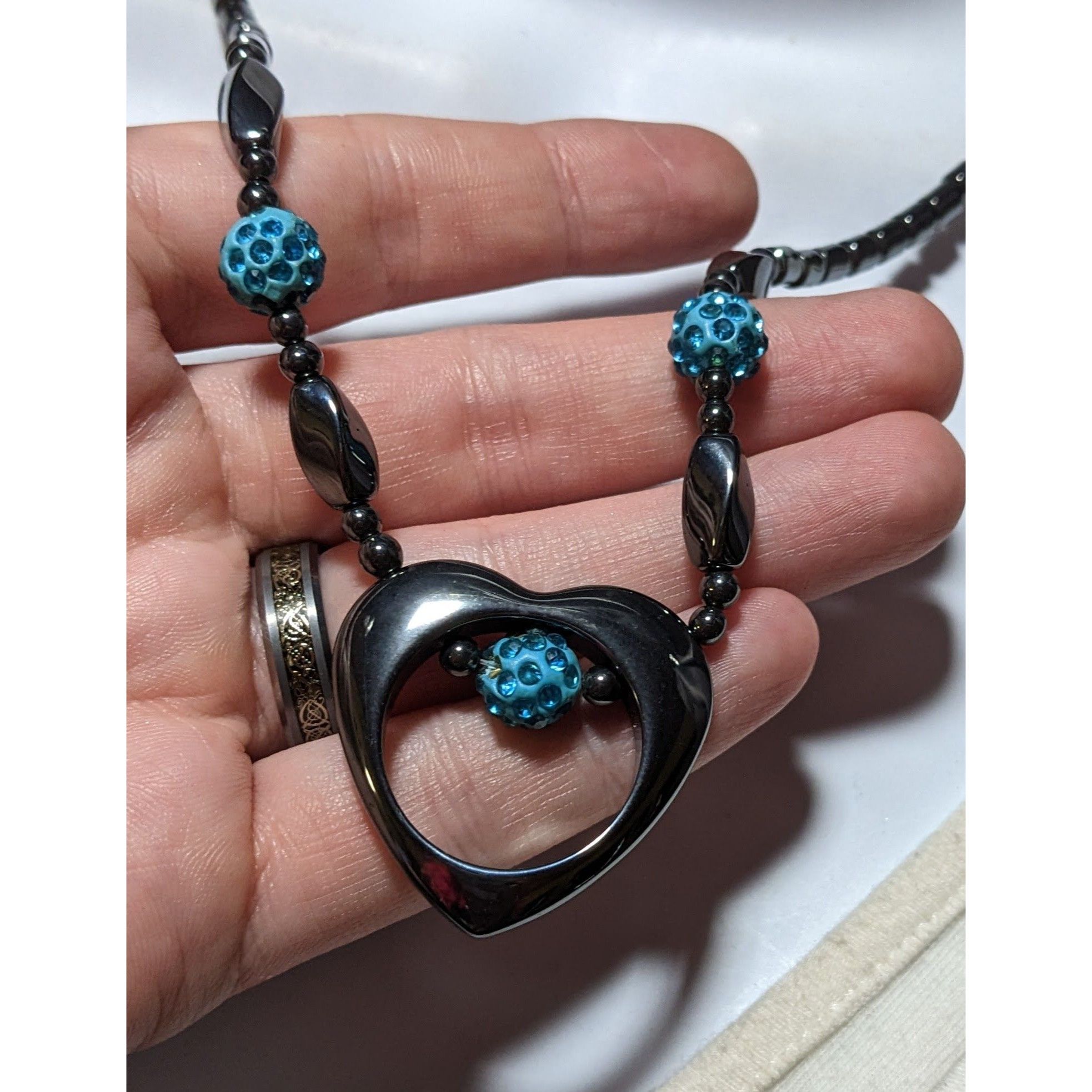 Other Hematite Open Heart Beaded Pendant Necklace Size ONE SIZE - 10 Thumbnail