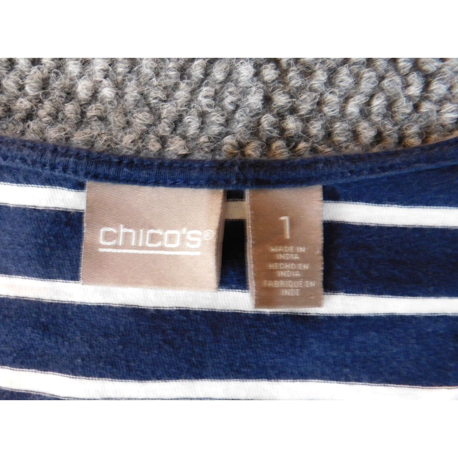 Vintage Chicos Shirt Women Blouse Short Sleeve Blue Striped Button Up Collared Stretch Cotton Classic Size XS / US 0-2 / IT 36-38 - 4 Thumbnail