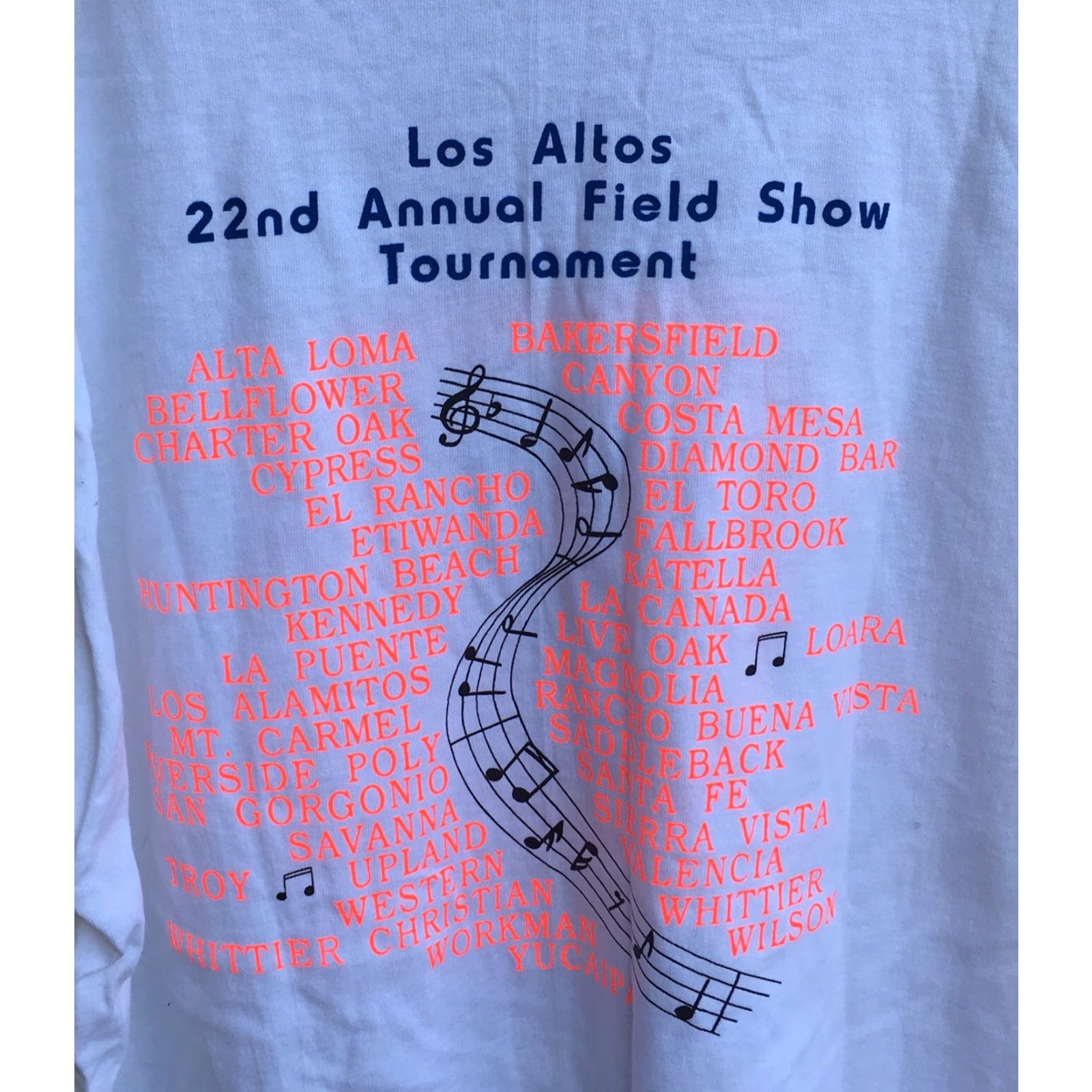 Fruit Of The Loom VINTAGE Los Altos 22nd Annual Field Show Tournament T-Shirt Music In Motion 1990 2XL White Mens Graphic Tee 1990s Fruits of the Loom Size US XXL / EU 58 / 5 - 3 Thumbnail