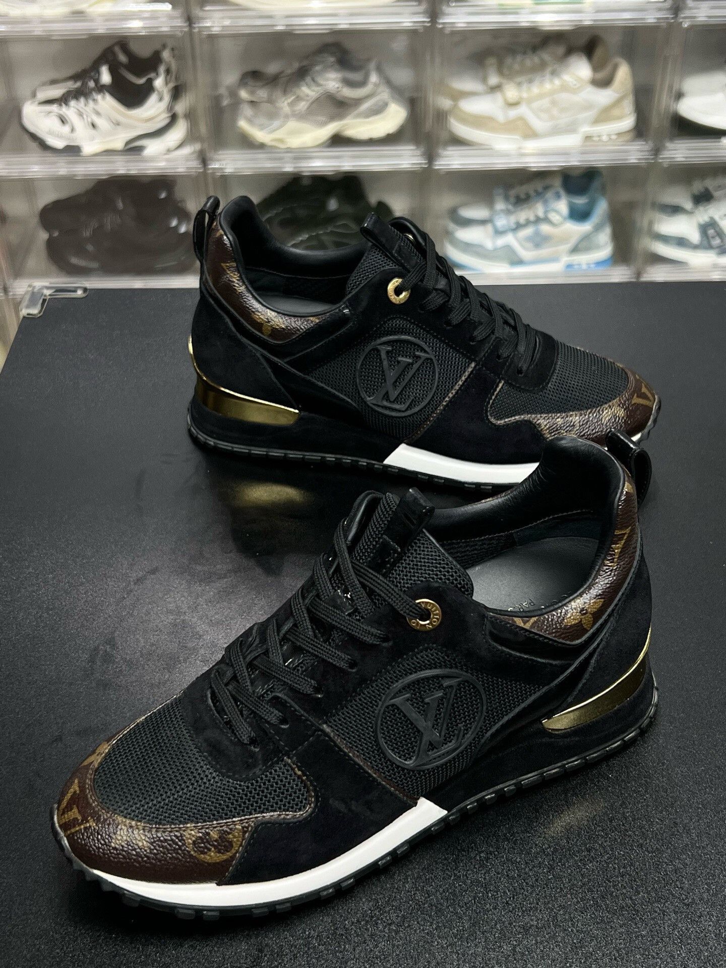 Louis Vuitton LV Run Away Suede Sneakers Black Size US 5 / EU 37 - 1 Thumbnail