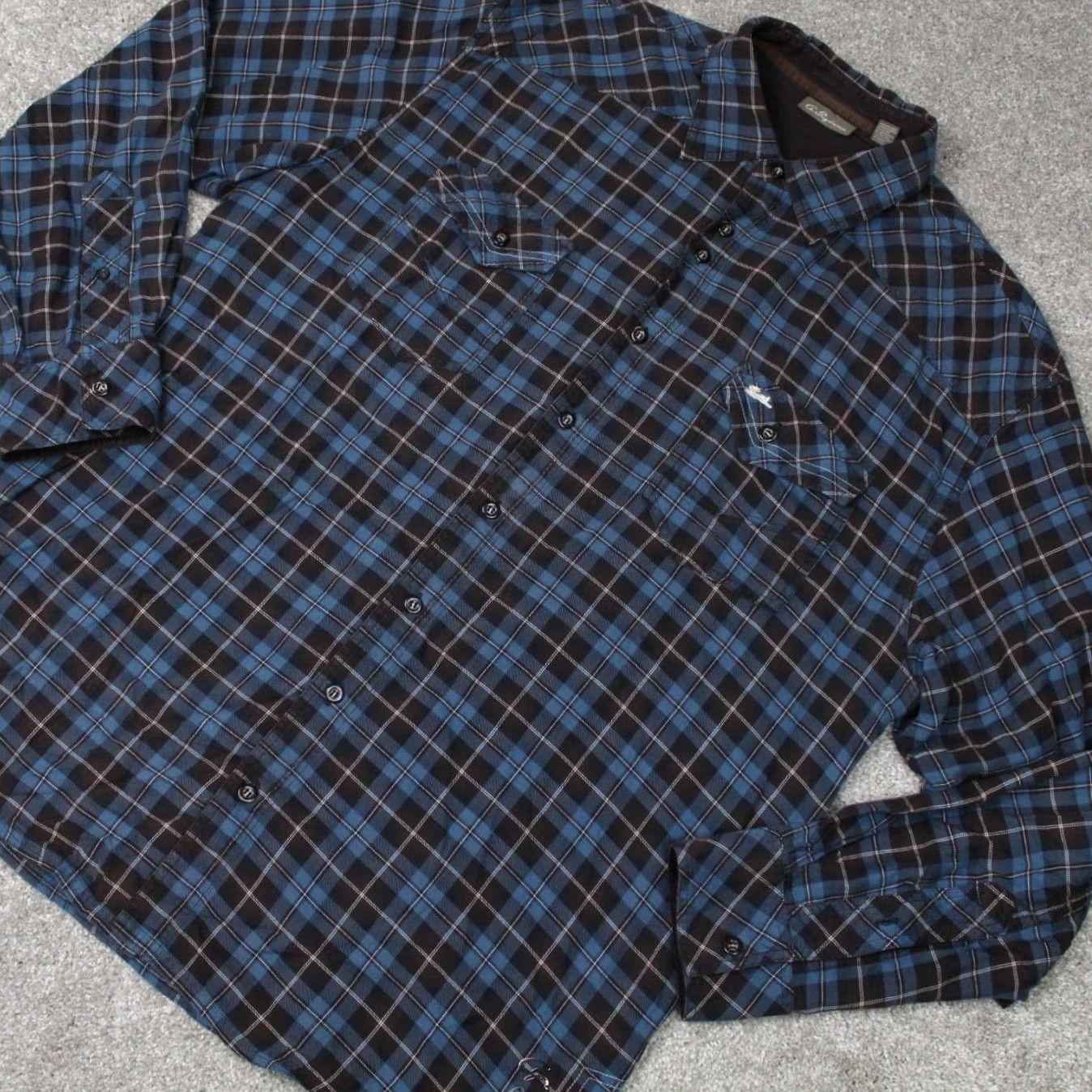 Vintage A. Tiziano Shirt Mens 3XL XXXL Blue/Brown Plaid Cotton Long Sleeve Button Up Shirt Size US XXL / EU 58 / 5 - 3 Thumbnail