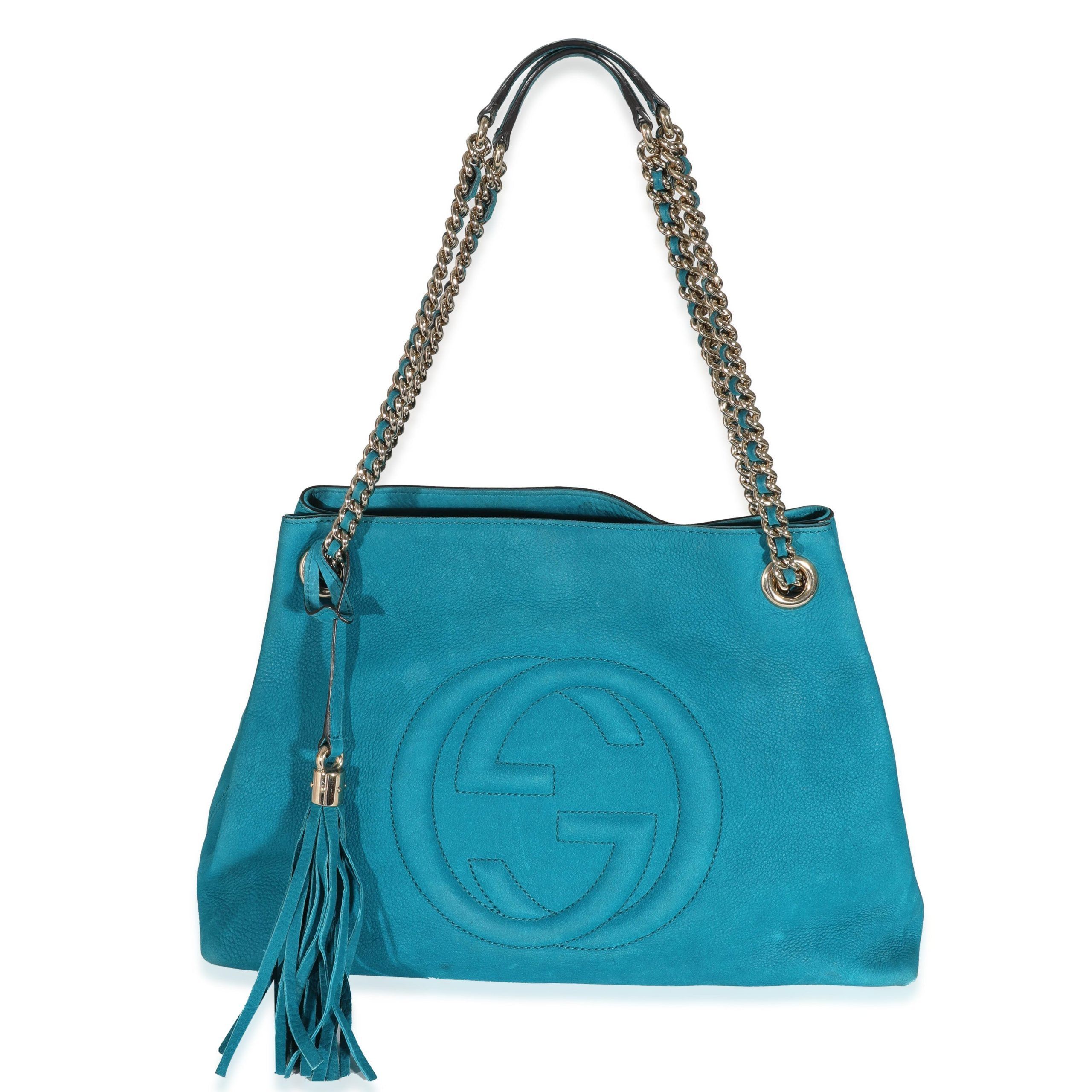 image of Gucci Blue Nubuck Medium Soho Chain Tote, Women's