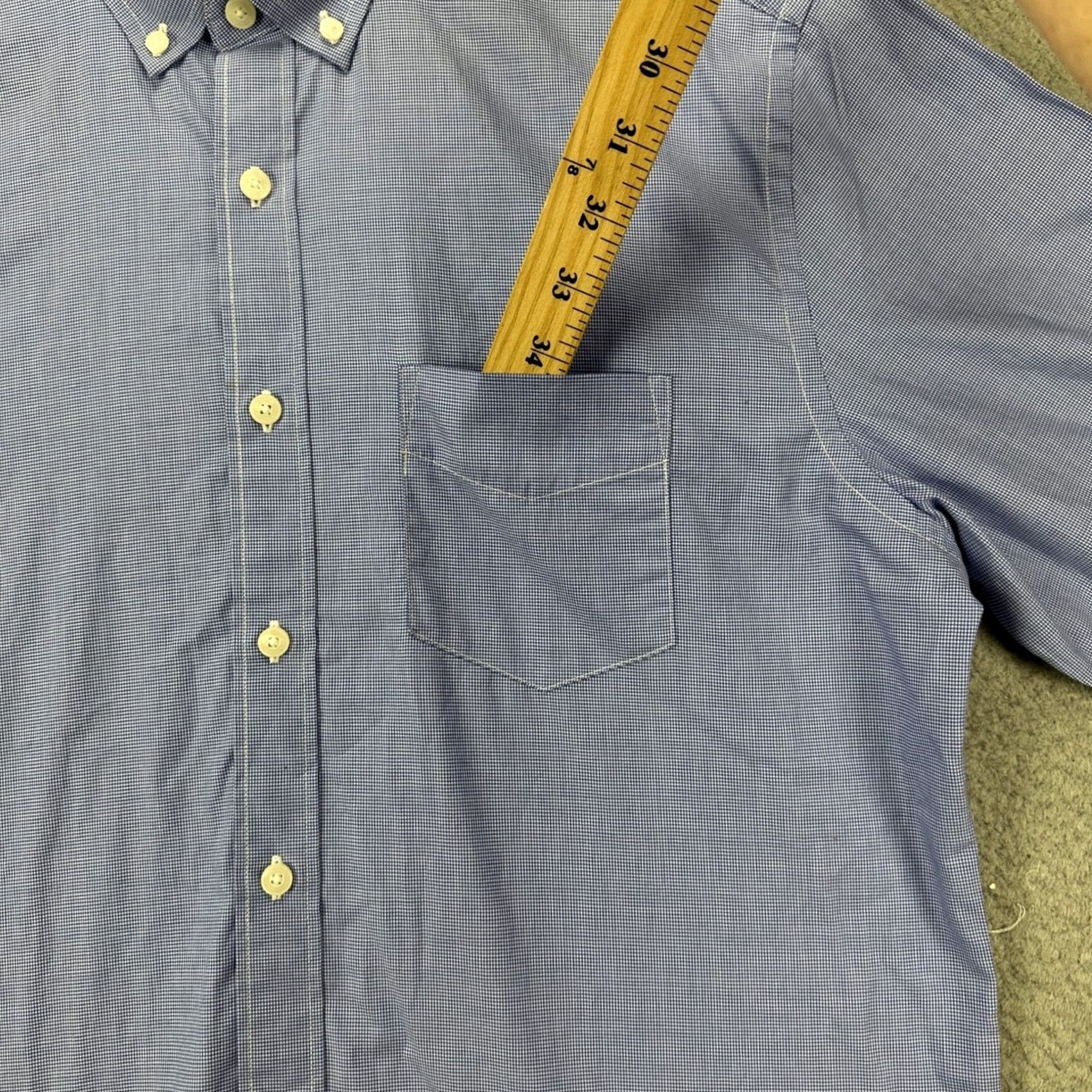 UNTUCKit UNTUCKit Shirt Button-Down Men Medium Blue Houndstooth Pocket Long Sleeve Casual Size US M / EU 48-50 / 2 - 5 Thumbnail