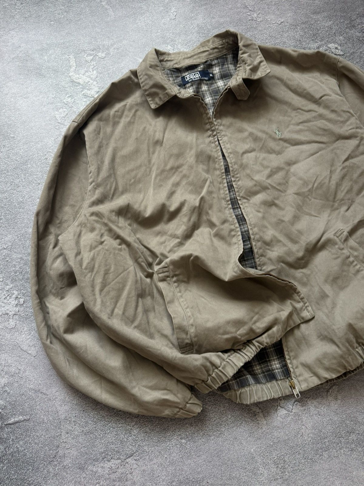 Polo Ralph Lauren × Vintage Polo Ralph Lauren XL 90s zip jacket bomber beige long sleeve Size US XL / EU 56 / 4 - 4 Thumbnail