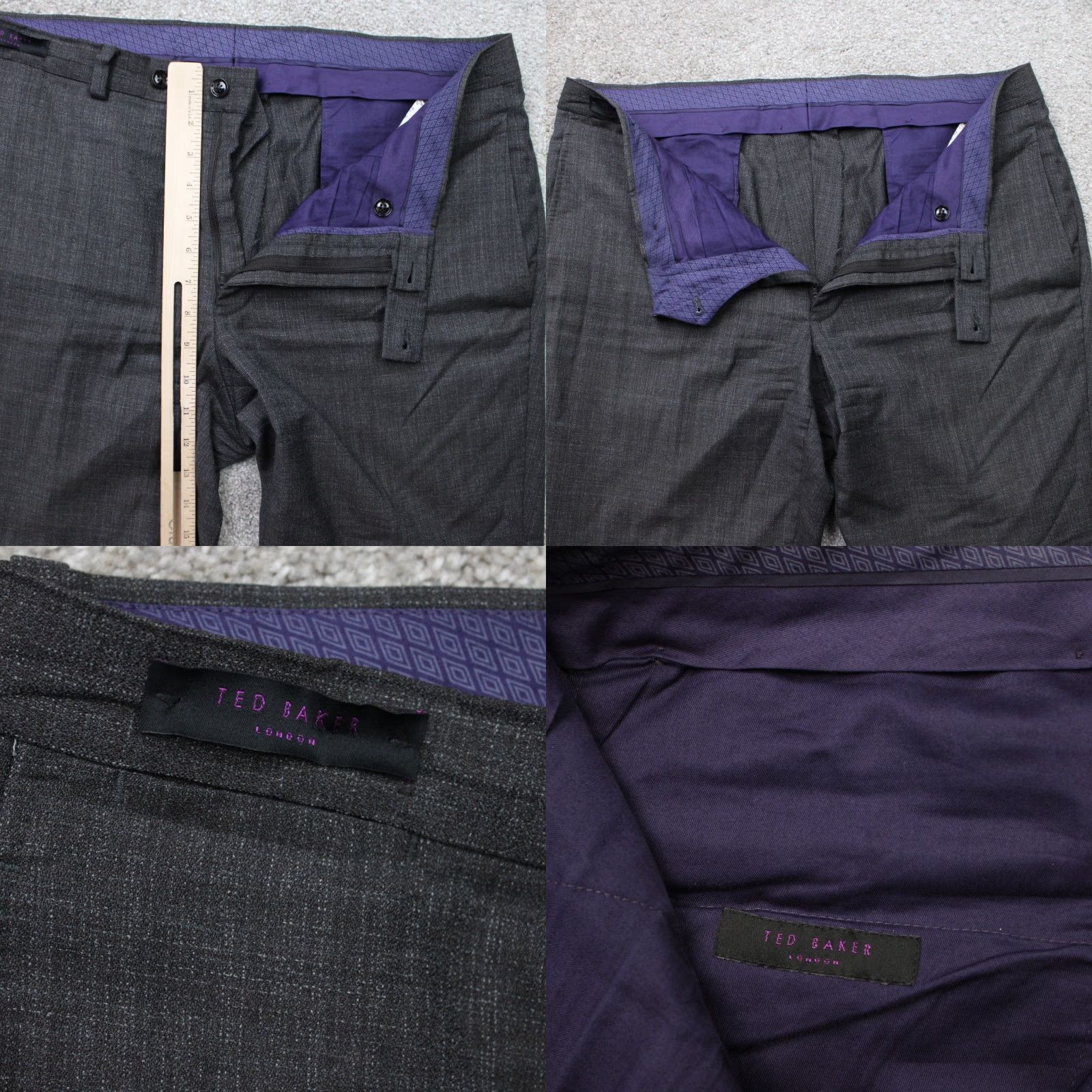 Ted Baker Ted Baker London Pants Mens 36R Gray Solid Wool Flat Front Straight Back Pocket Dress Pants Size US 36 / EU 52 - 8 Thumbnail
