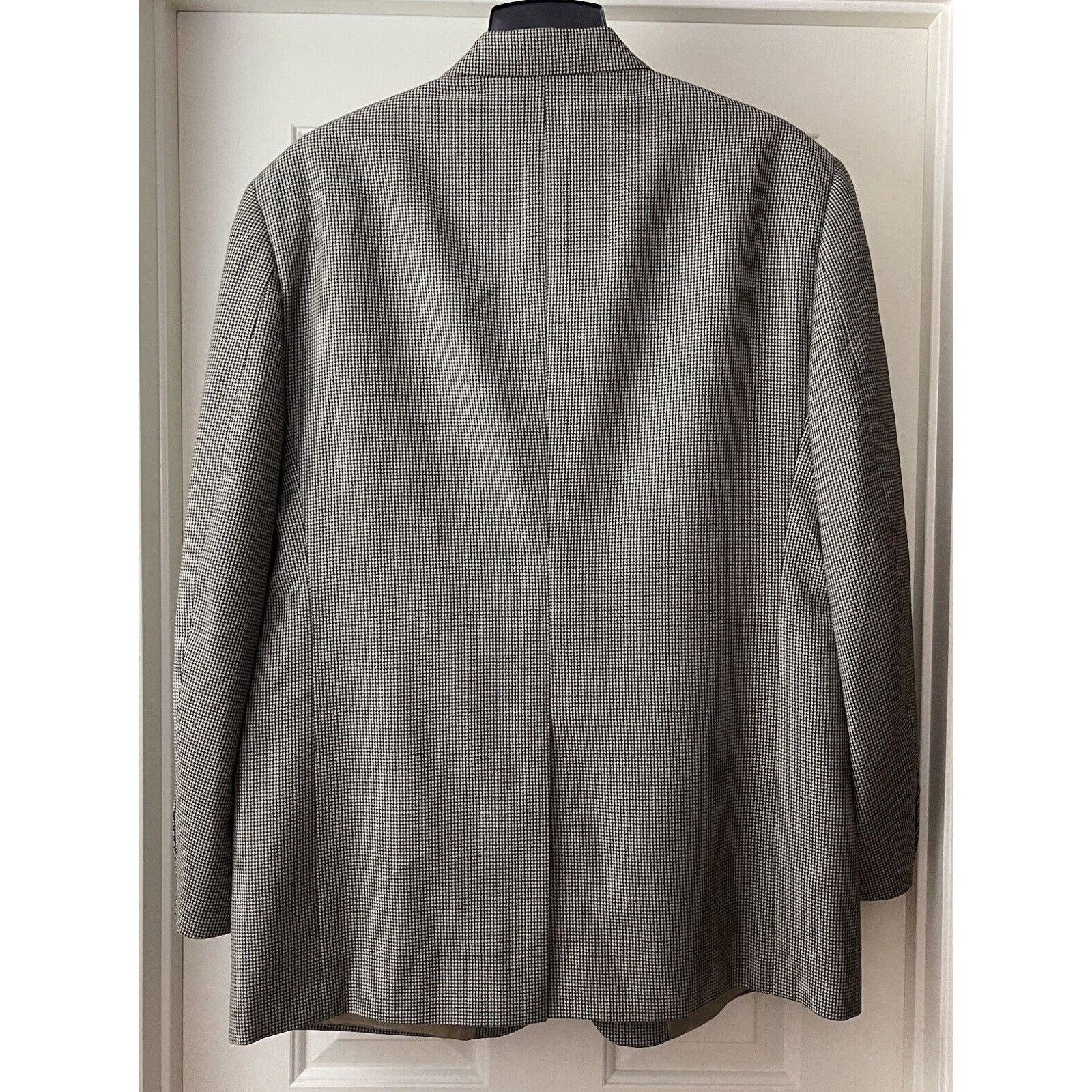 Brooks Brothers BROOKS BROTHERS Blazer Mens 44 R Beige Wool Houndstooth Size 44R - 5 Thumbnail