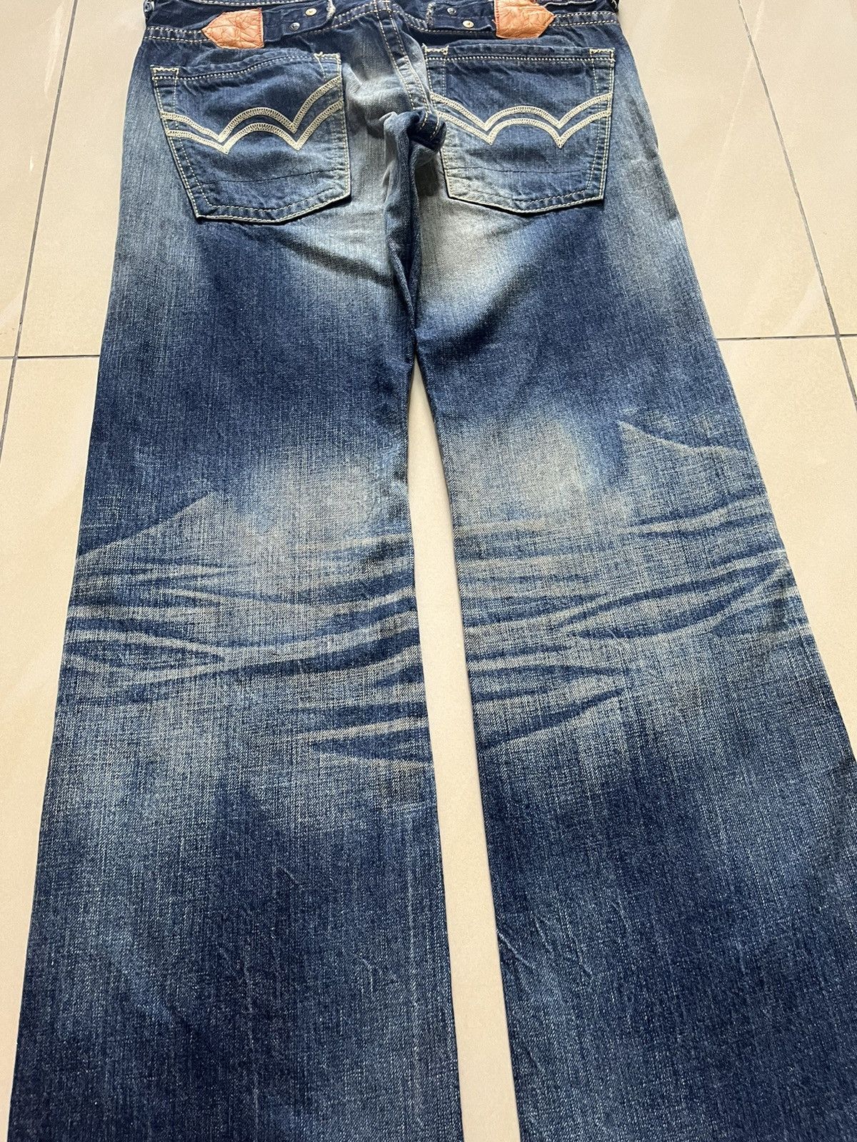 Edwin Flare Jeans Edwin blue trip distressed faded low rise F1 Size US 31 - 11 Thumbnail