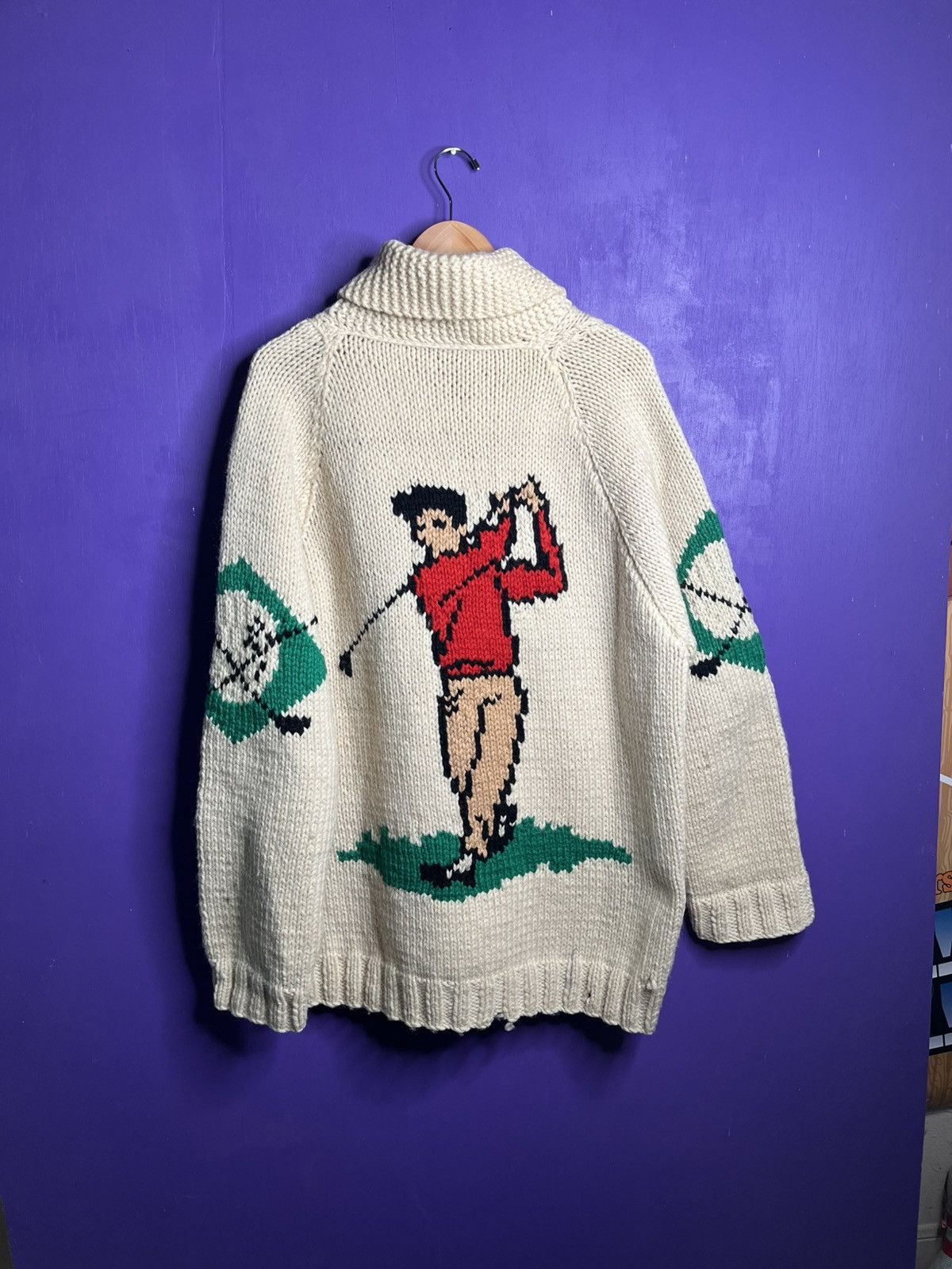Vintage Vintage 70s Golfing FORE cowichan knit jacket Size US XL / EU 56 / 4 - 2 Thumbnail