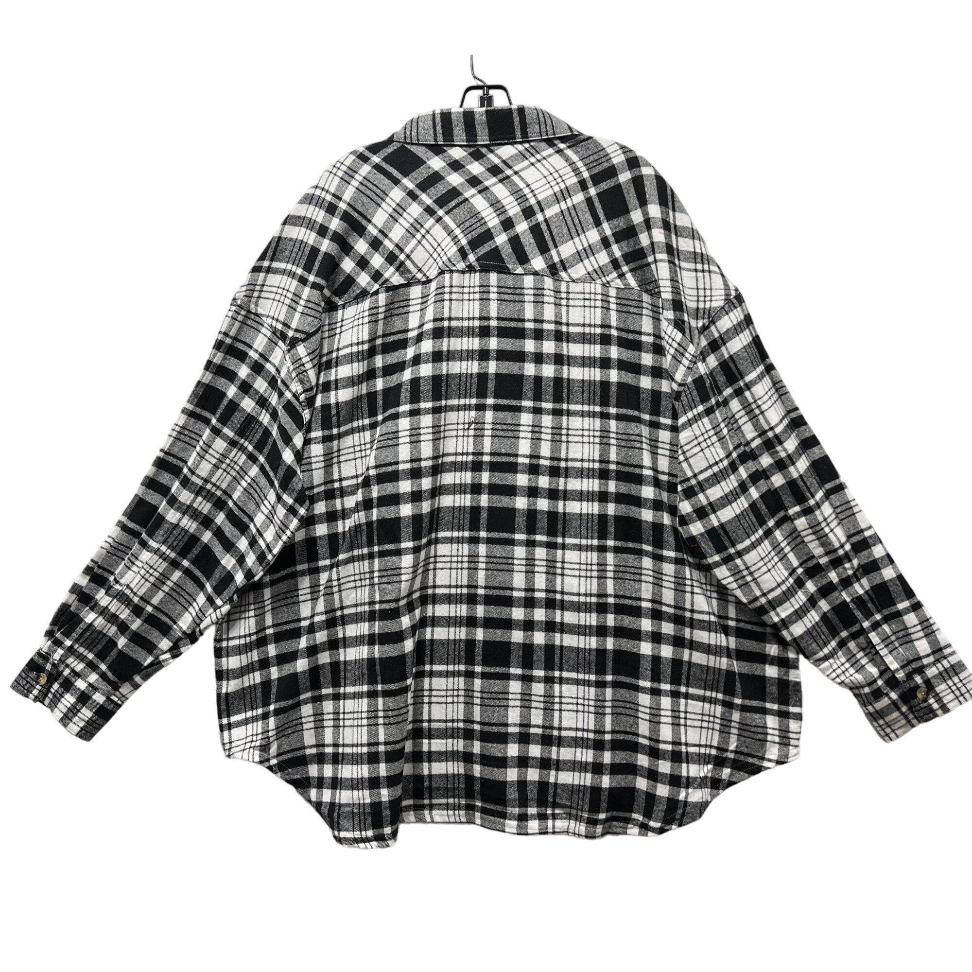 Other Rue + - Women's Plaid Long Sleeve Shirts - Black/White - 4X Size 4XL / US 24-26 - 2 Thumbnail