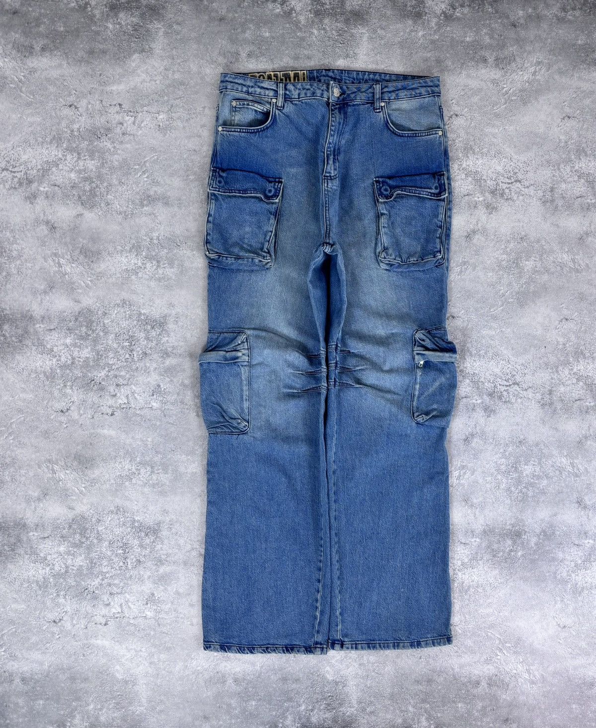 LFDY LFDY Live Fast Die Young Blue Multipocket Baggy Cargo Jeans Size US 34 / EU 50 - 1 Thumbnail