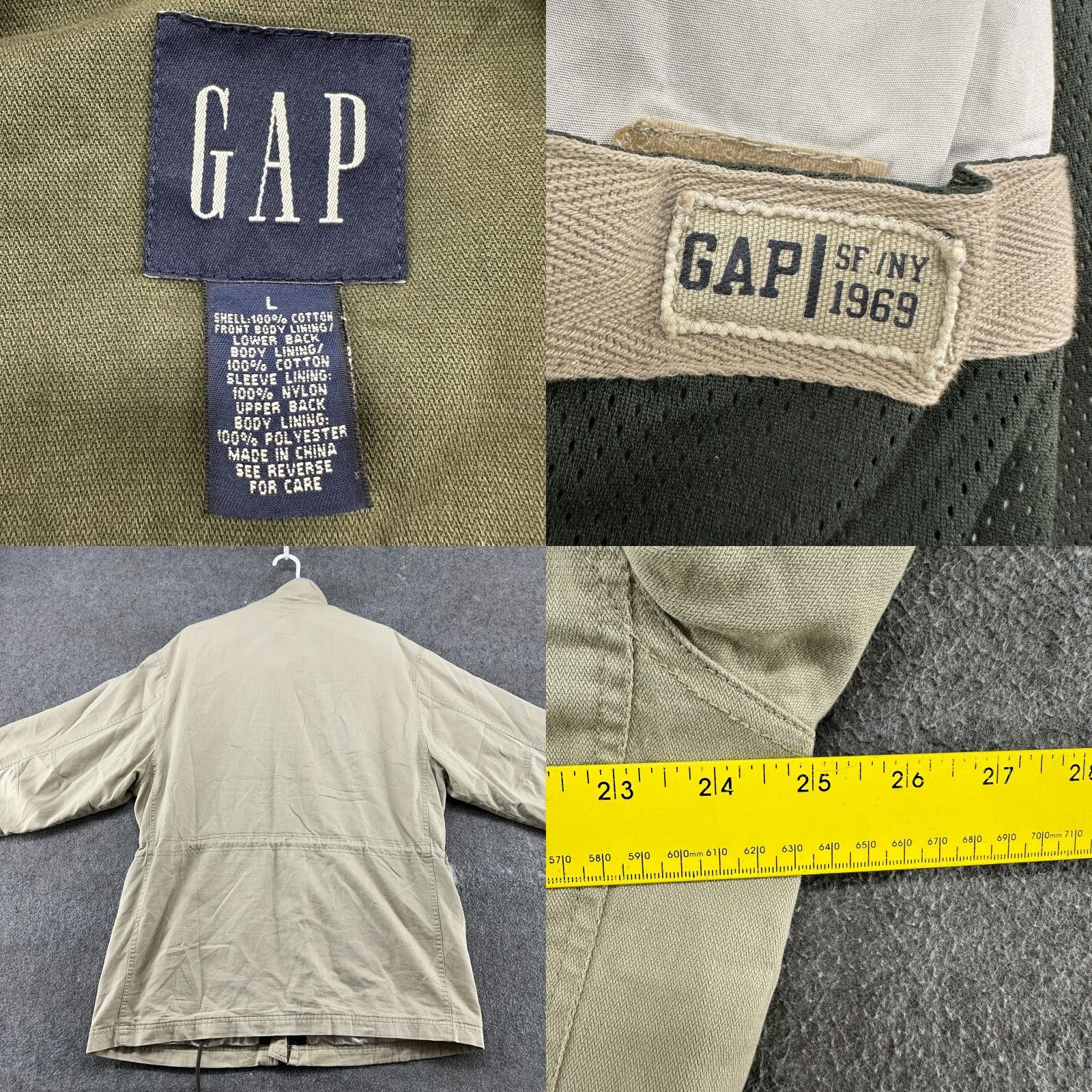 Gap VINTAGE Gap Jacket Mens Large Beige Chore Barn Coat Military Army Canvas M65 90s Full Zip Hooded Regular Men Beige Army 90s Jacket Size US L / EU 52-54 / 3 - 9 Thumbnail