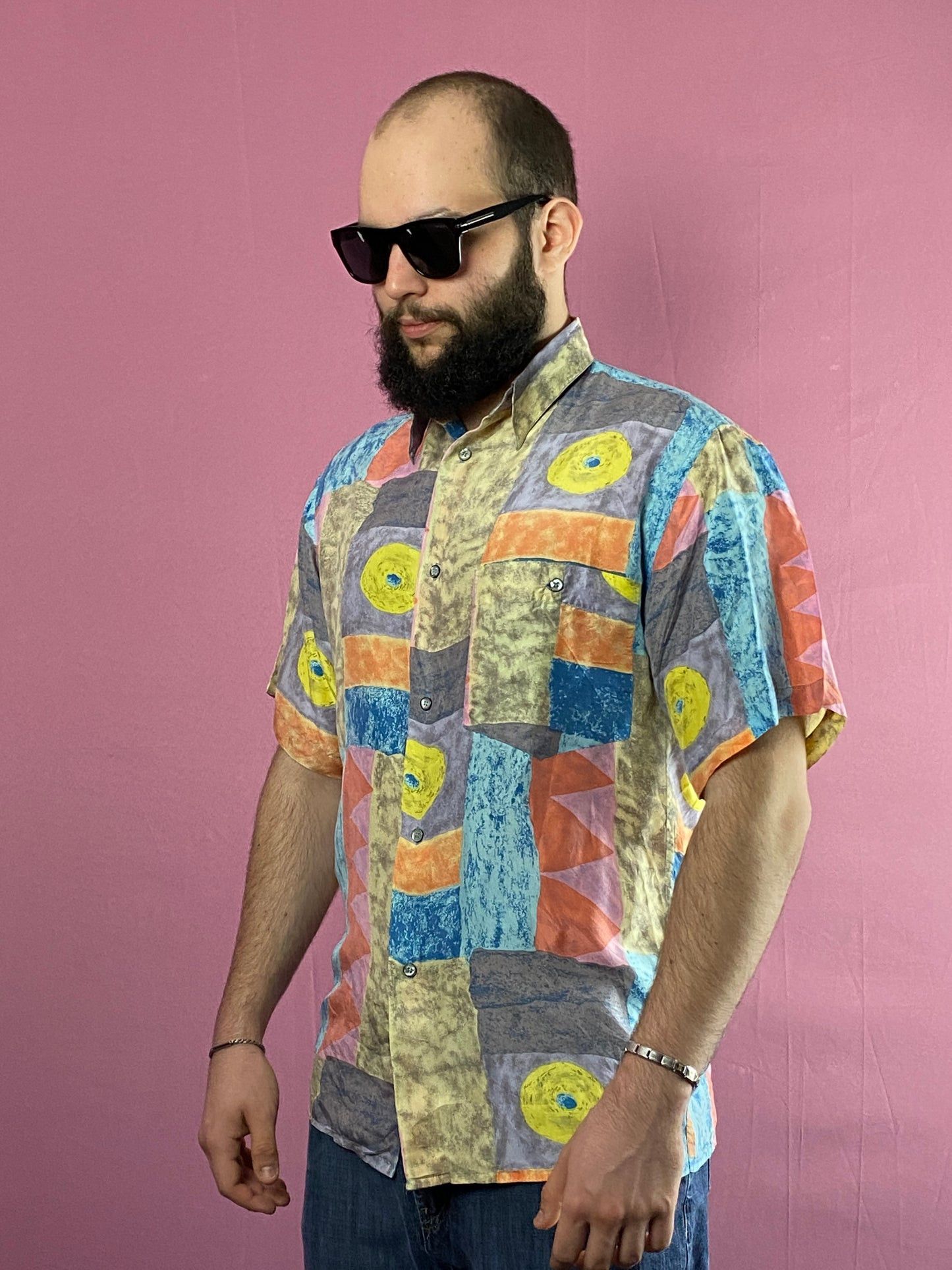 Vintage Rian Rucci Vintage Men's Abstract Print Short Sleeve Shirt-S Size US M / EU 48-50 / 2 - 1 Thumbnail