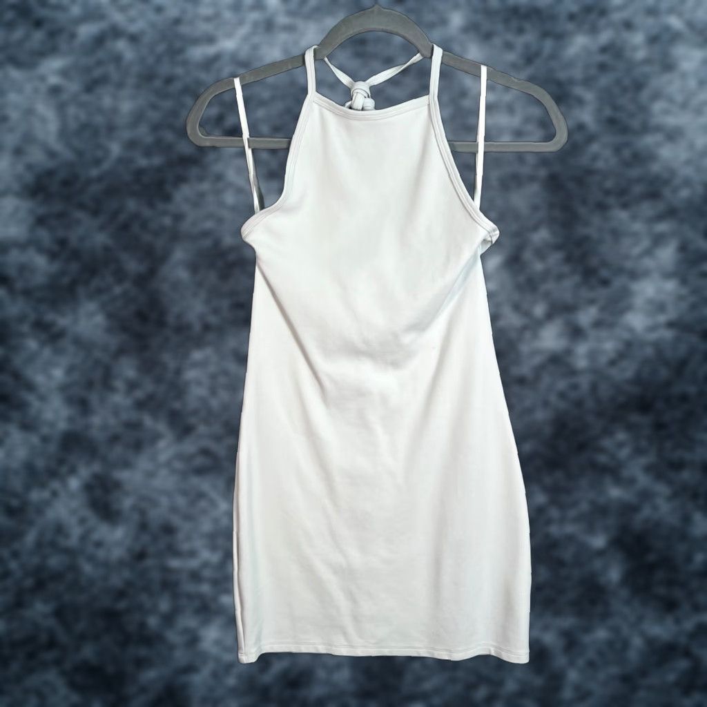 Vintage VINTAGE Sunday Best Womens Halter Mini Dress Small White A-Line Nylon Elastane Blend Size S / US 4 / IT 40 - 1 Thumbnail