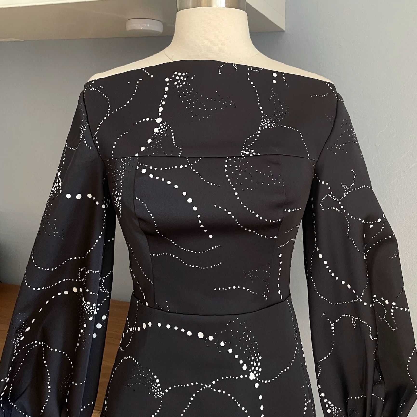 Acler Acler Fyffe Open Shoulder Galaxy Mini Dress AU 6 US 2 Black White Womens Size XS / US 0-2 / IT 36-38 - 2 Thumbnail