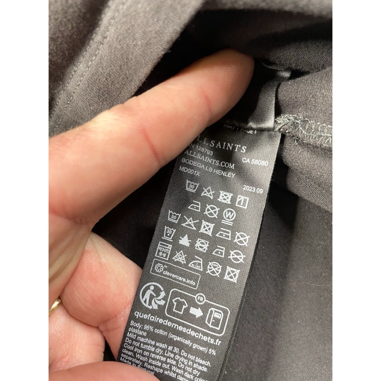 Allsaints AllSaints Bodega Mens Large Gray Henley Shirt Long Sleeve Cotton Elastic Knit Stretch, Regular, Breathable, T-Shirt Size US L / EU 52-54 / 3 - 7 Thumbnail