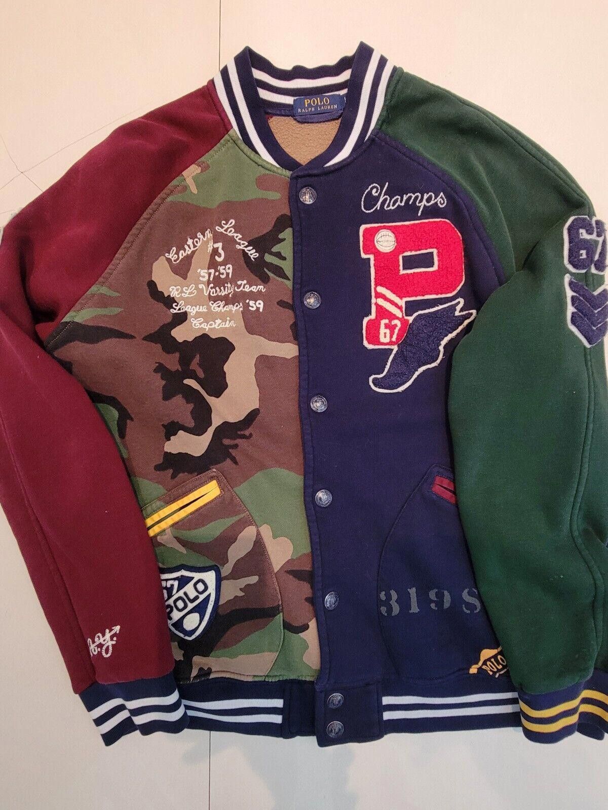 Polo Ralph Lauren Polo Ralph Camo Patchwork Baseball Varsity Jacket Size Grailed