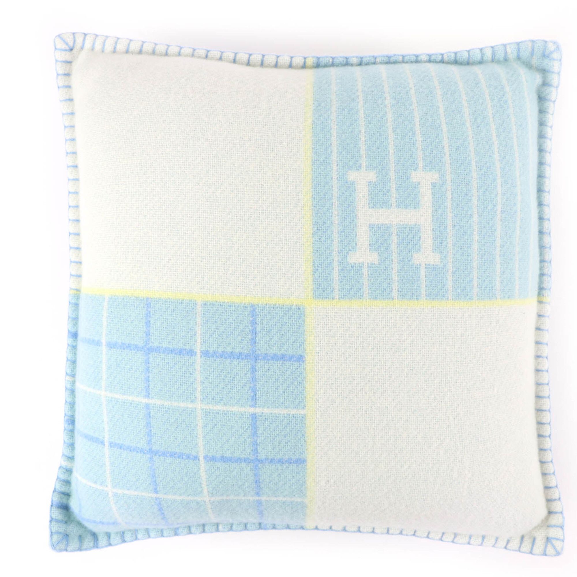 Hermes HERMES Avalon Cabriole Wool Cashmere Vert Aqua Current Model with Cushion and Dust Bag Made in England Authentic Women's Size ONE SIZE - 1 Thumbnail