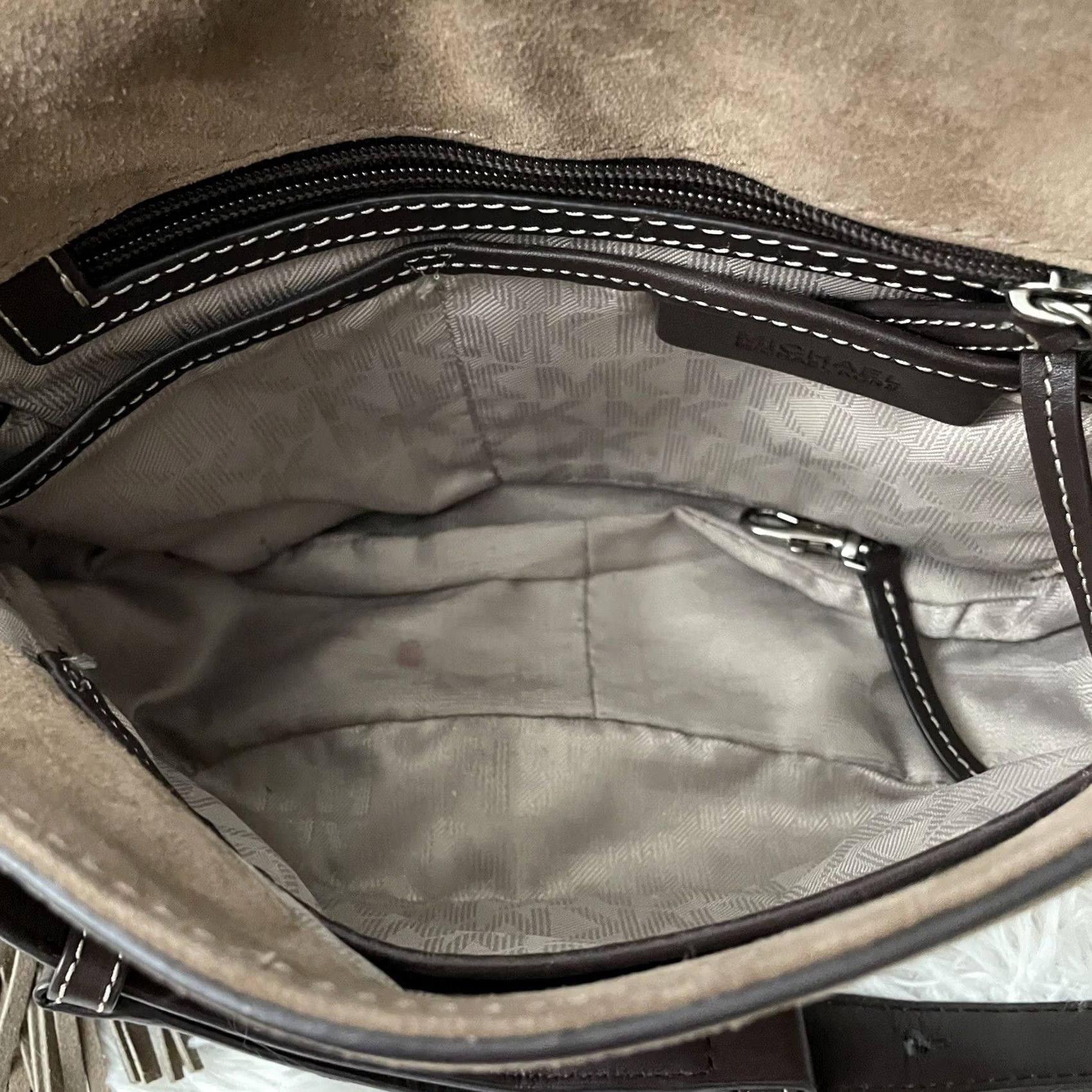 Michael Kors Michael Kors Saddle Bag Leather Suede Crossbody Brown Medium Women's Michael Kors Elyse Size ONE SIZE - 7 Thumbnail