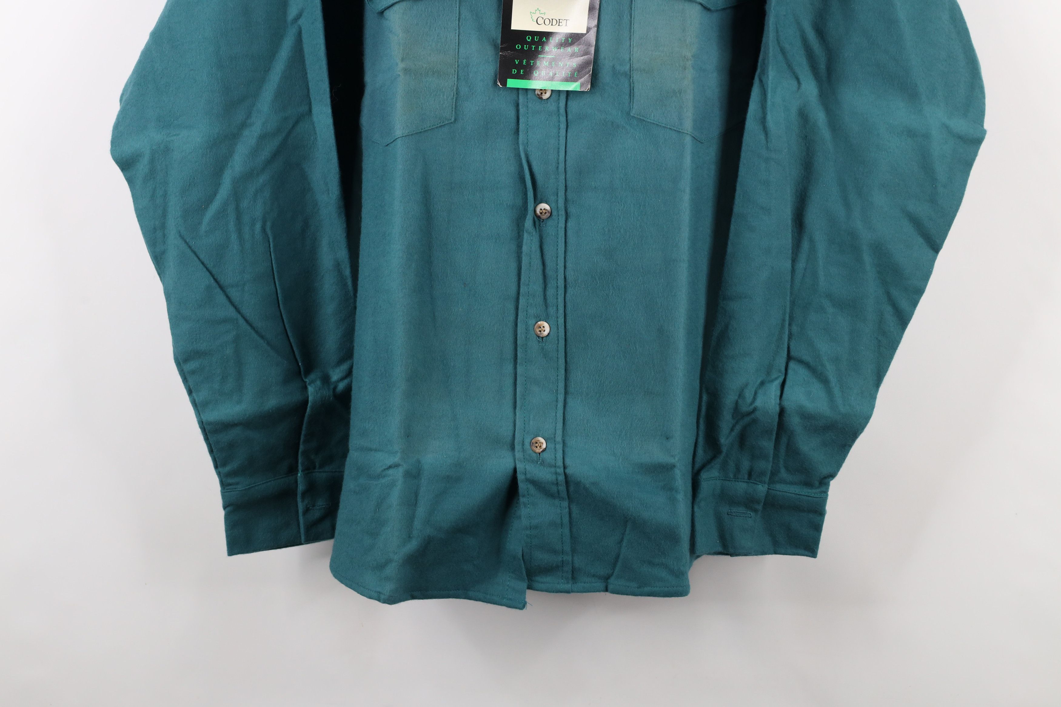 Vintage Deadstock Vintage 80s 90s Streetwear Button Shirt Teal USA Size US XL / EU 56 / 4 - 3 Thumbnail